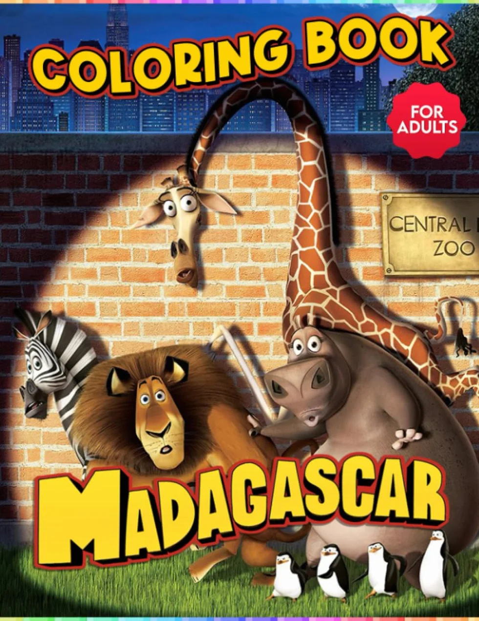 Madagasca Adult Coloring Book: Coloring Book For Adults Men Women To Stress Relief With 30+ Illustrations, Great Gift For Mom Dad Have Christmas Birthday