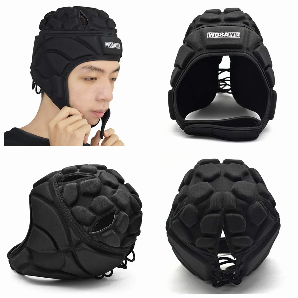 WOSAWE Kask bramkarski ochronny regulowany do rugby, piłki nożnej, deskorolki
