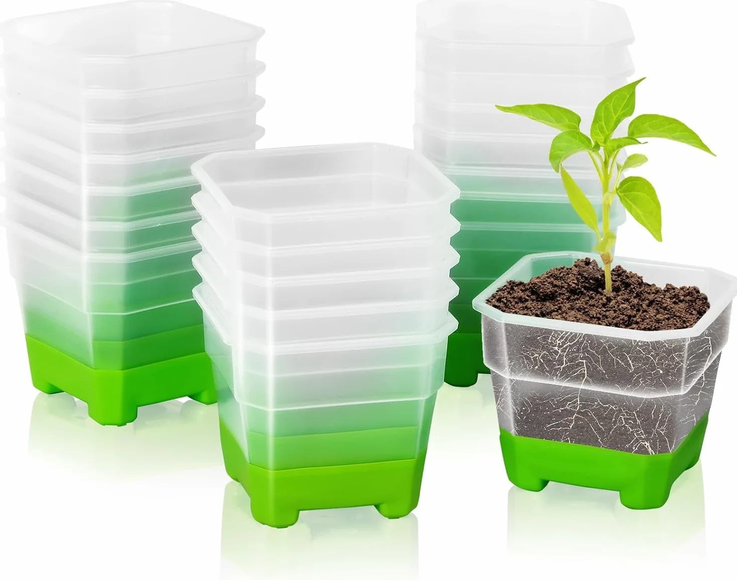 20 sztuk doniczek do uprawy roślin 10 cm, przezroczyste, bez zapachu, odporne na zużycie i trwałe doniczki plastikowe, pojemniki wielokrotnego użytku, doniczki do uprawy