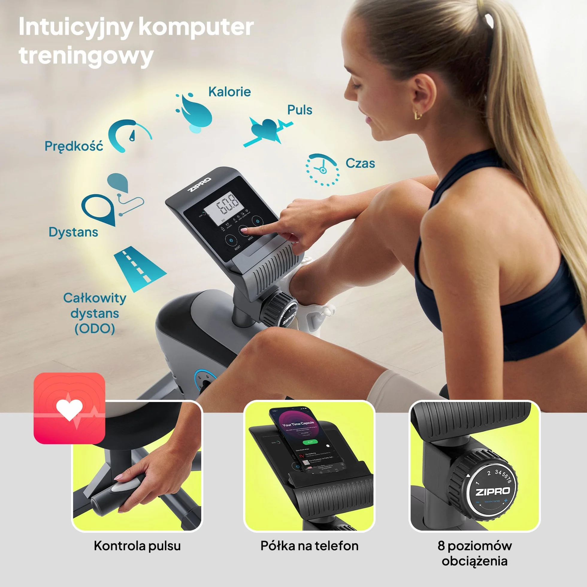 Zipro Vision ergometr magnetyczny rower treningowy do 120 kg