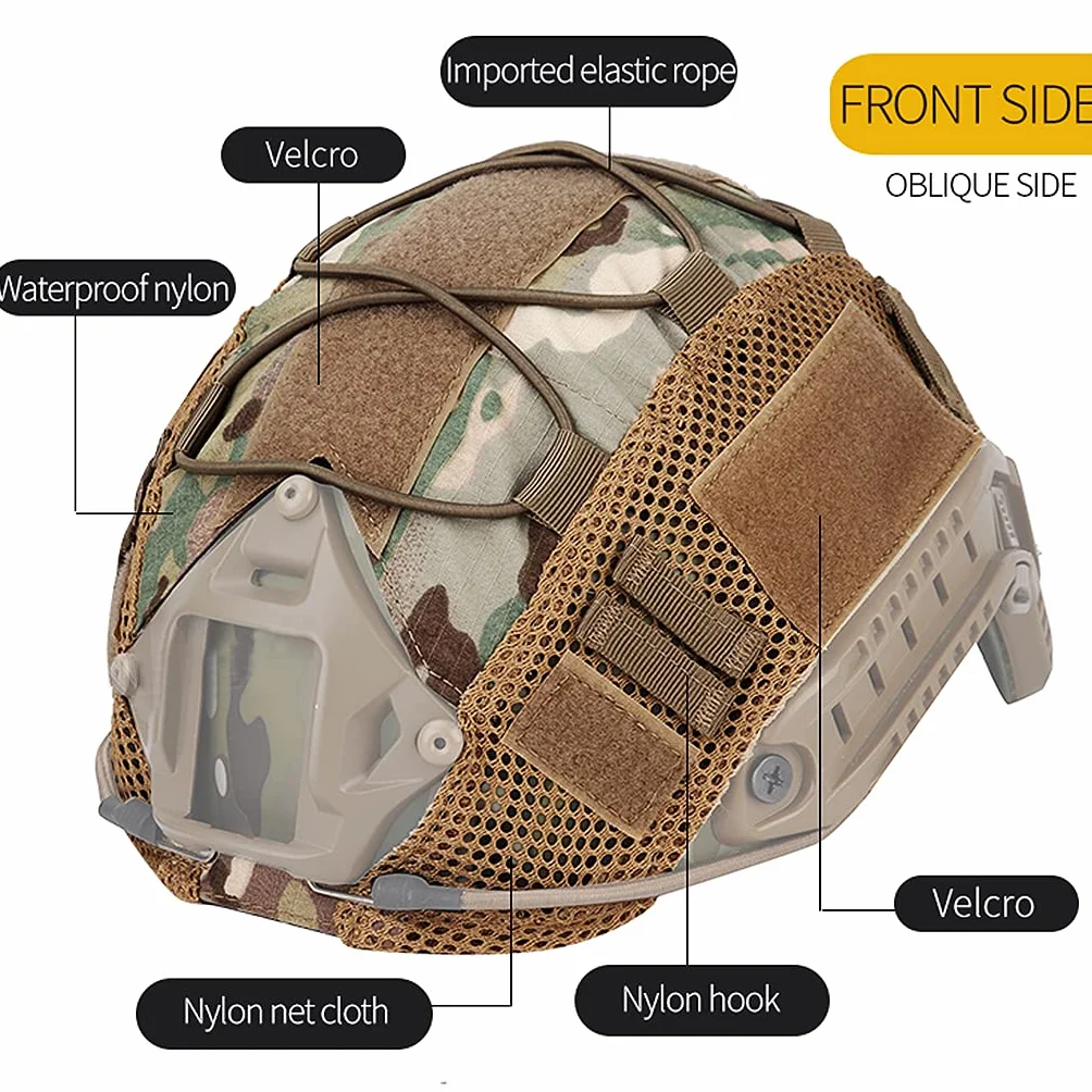 Pokrowiec na hełm taktyczny Airsoft, kamuflaż wojskowy nylonowy hełm, osłona przeciwpyłowa na kask do kasku FAST MH/PJ/BJ (bez kasku),Black