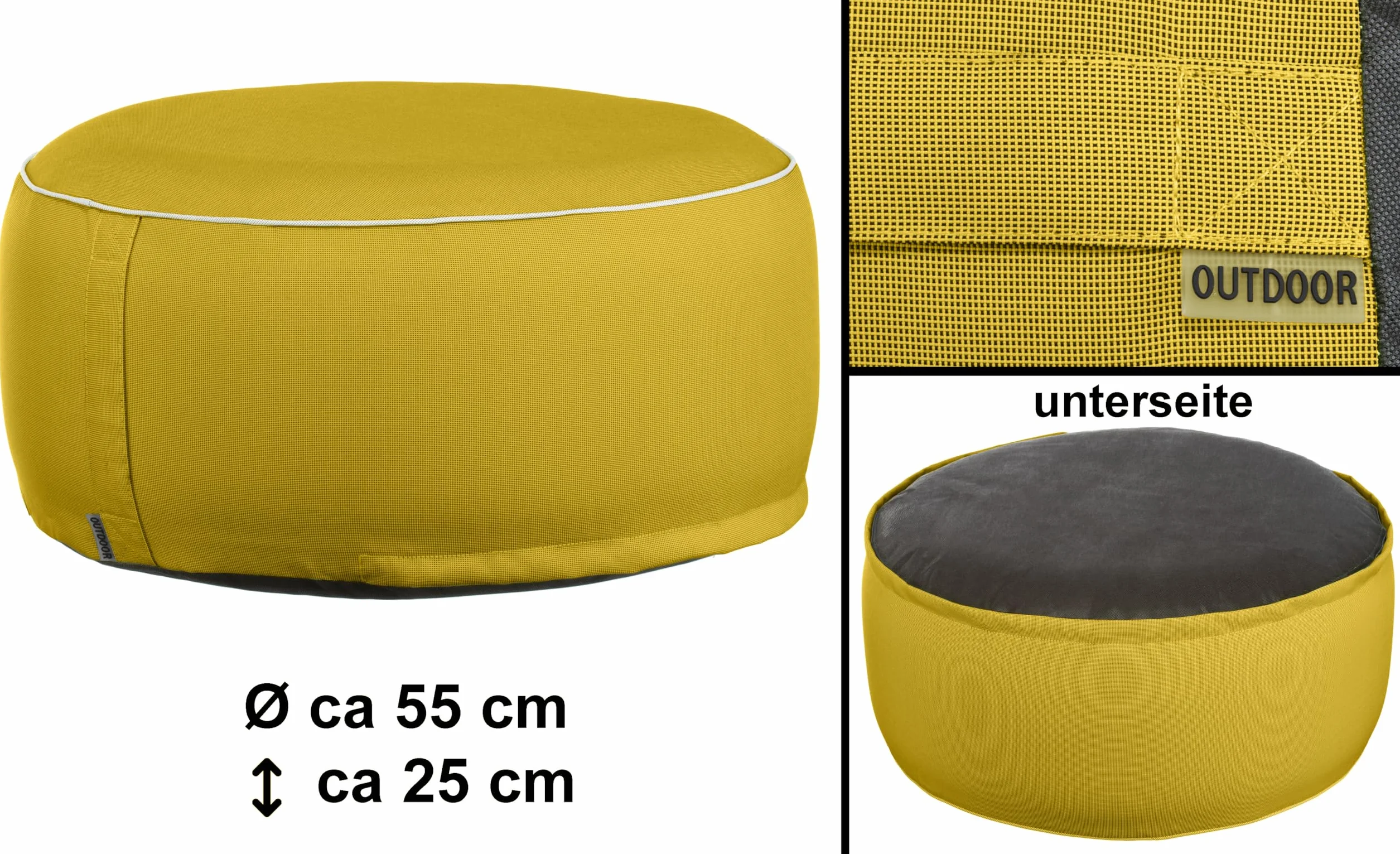 Brandsseller Nadmuchiwany taboret do siedzenia na zewnątrz, pufa Ø 55x25 cm, wodoodporny worek do siedzenia, idealny dla ogrodu, tarasu, salonu i plaży, odporny na warunki atmosferyczne