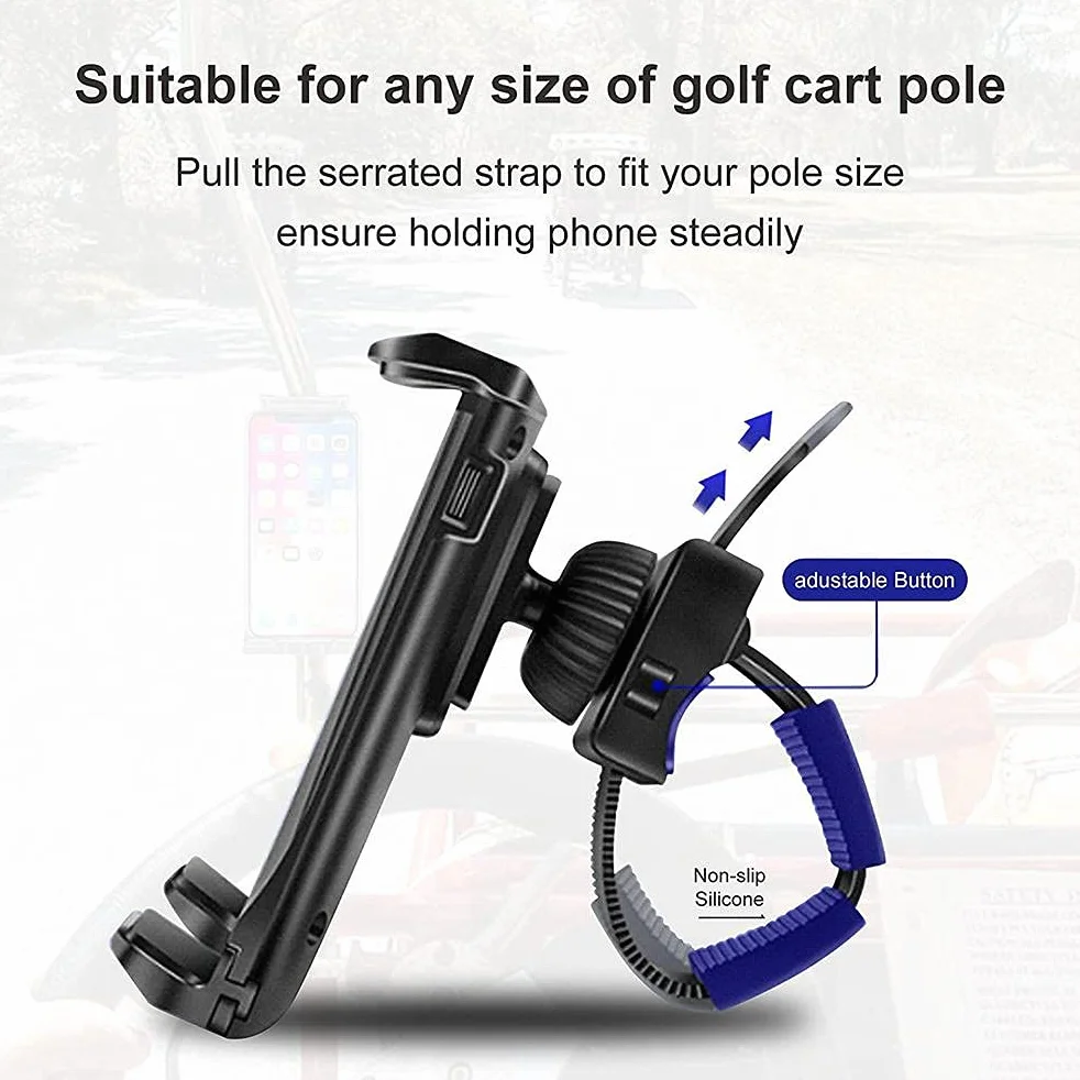 Regulowany uchwyt na telefon do wózka golfowego z obrotową głowicą 360°