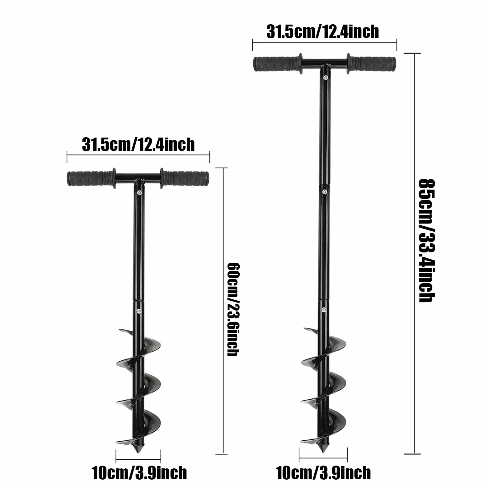 Wiertarka ręczna 60-85 cm regulowana, średnica 10 cm Wiertło spiralne do ogrodu z antypoślizgowym uchwytem, szybka sadzarka świder do mocowania słupków ogrodzeniowych, sadzenia drzew