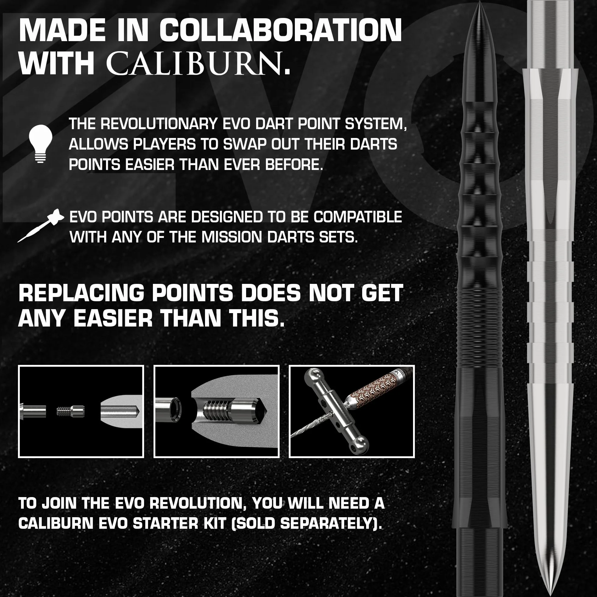 Caliburn EVO Dart Points rowkowane wiele kolorów