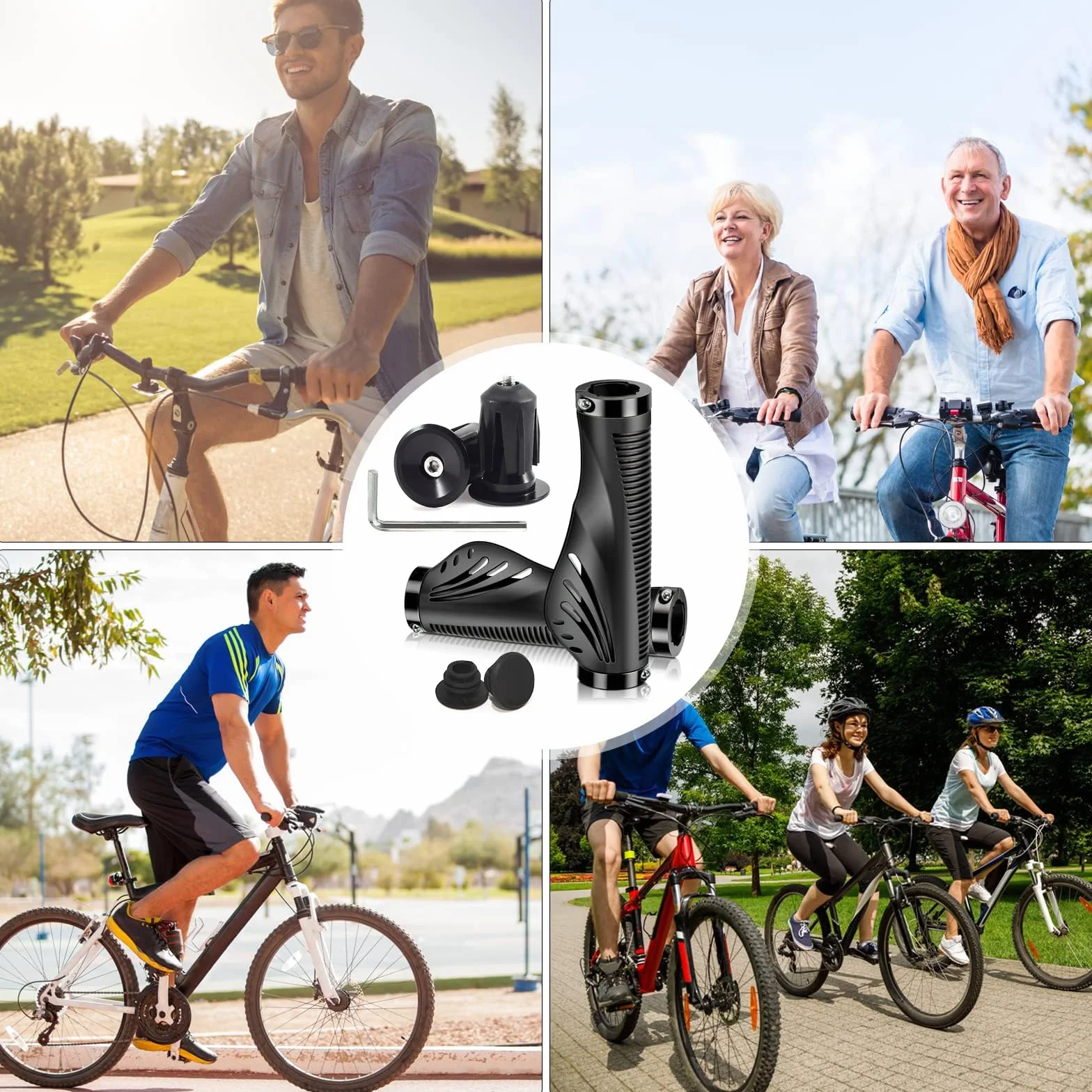 Apomoons Zestaw uchwytów na kierownicę rowerową, 1 para ergonomicznych antypoślizgowych uchwytów MTB
