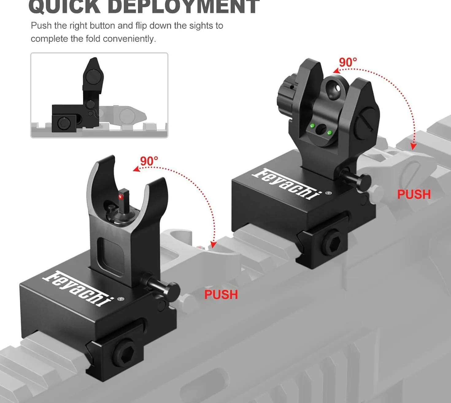Feyachi S28 Flip Up Sight Zestaw przednich i tylnych celowników żelaznych Szyny Picatinny Weaver