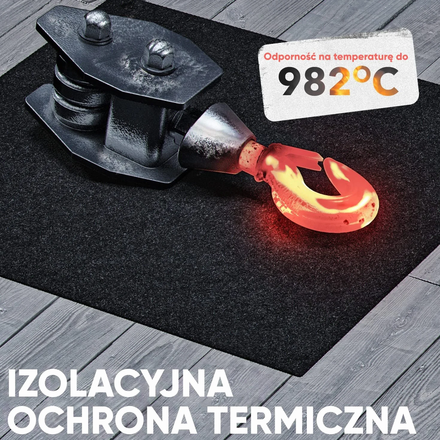 EVOCAMP dywan ognioodporny 50x50 cm - mata ognioodporna do 982°C - mata lutownicza jako mata przeciwpożarowa do bezpiecznej ochrony przeciwpożarowej