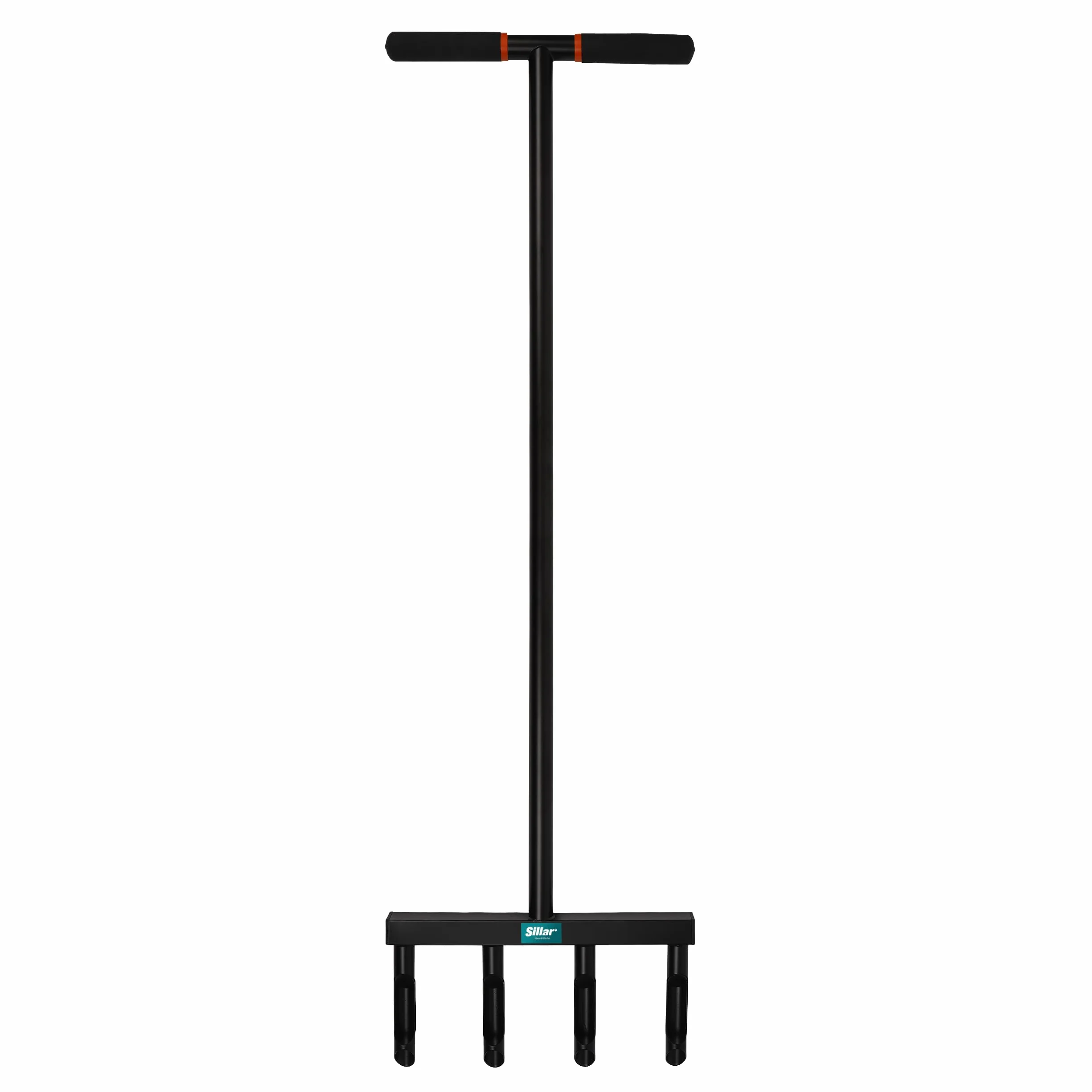 Sillar Napowietrzacz do trawnika, ręczny napowietrzacz podłogowy ze stali węglowej z 4 kolcami rurowymi 12 cm, 103 cm długości, uchwyt T, urządzenie ogrodowe do pielęgnacji i regeneracji trawnika