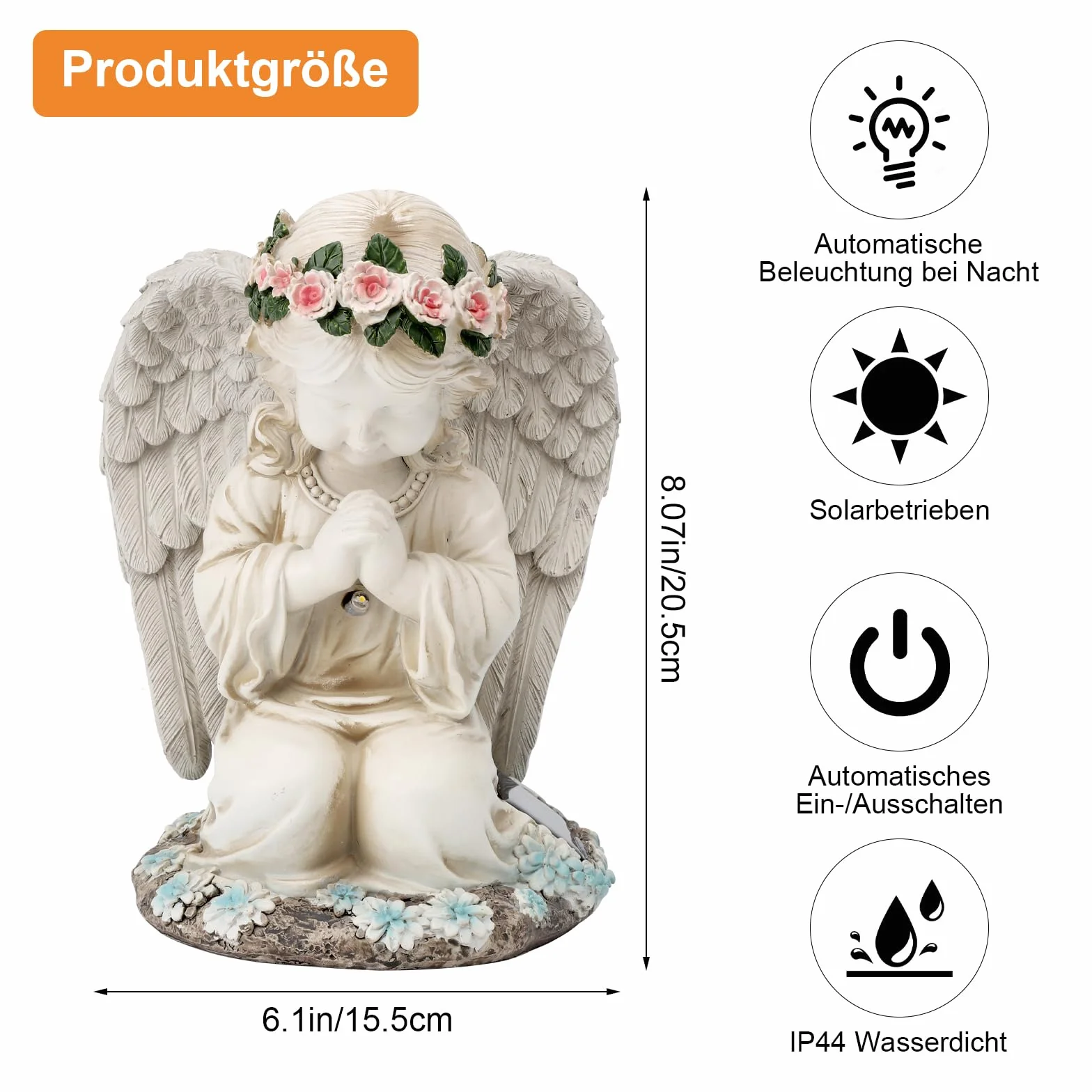 HENGBIRD Solarne figurki ogrodowe, latarnia solarna, prezenty dla kobiet, ozdoba na grób, odporna na warunki atmosferyczne, dekoracja ogrodowa, bajkowy anioł, rzeźba dekoracyjna na trawnik, podwórko,