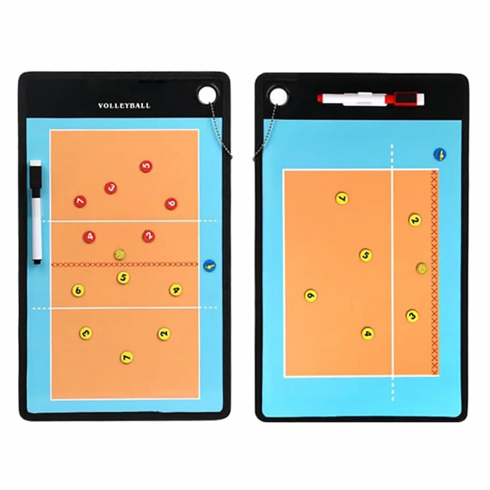 Tablica zaciskowa do siatkówki dla trenerów, tablica do siatkówki, magnetyczna tablica coachingowa, przenośna, zmywalna tablica do oznaczania siatkówki z pełnym i połową pola do gry