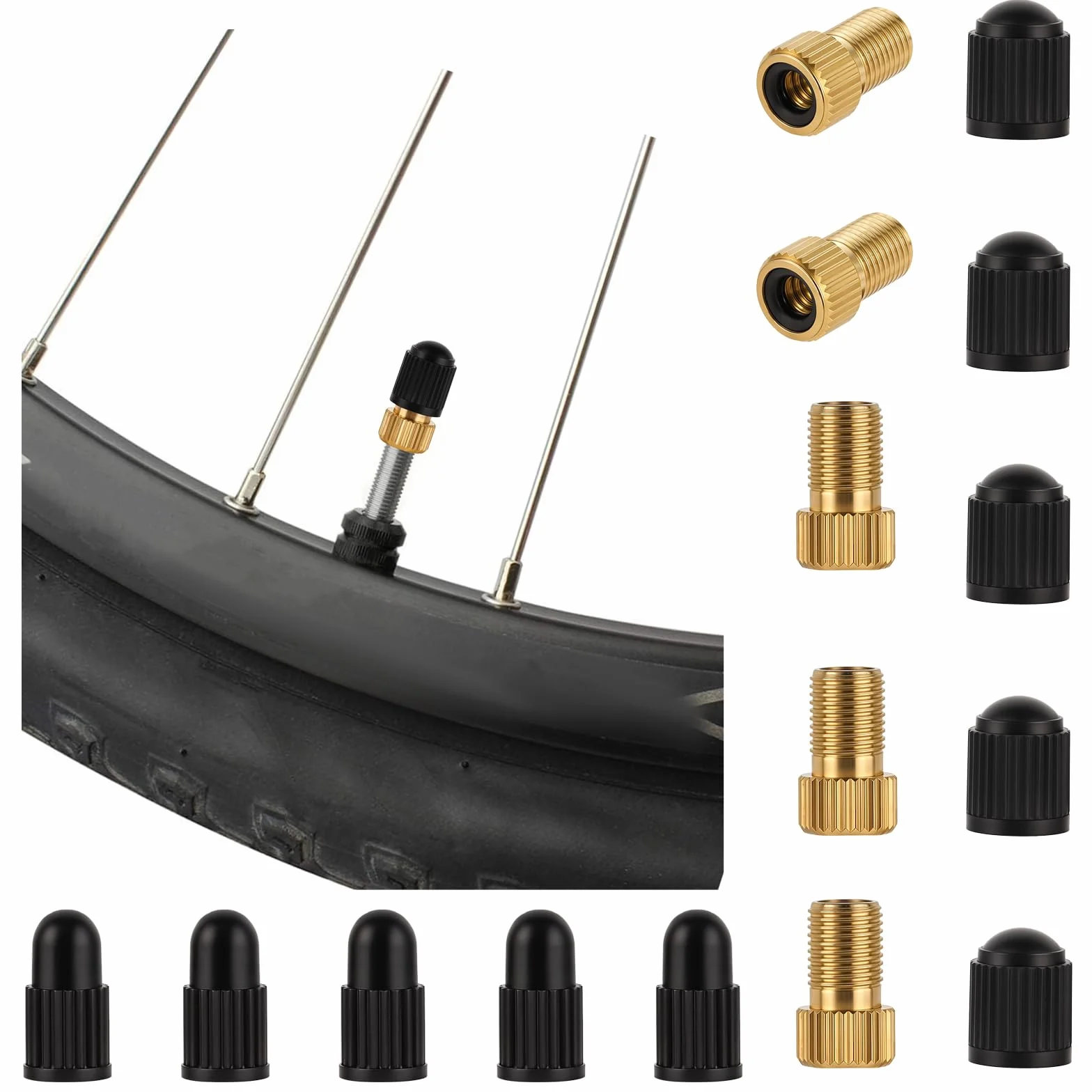 15 adapterów do wentylu rowerowego, samochodowego i francuskiego, adapter do pompki rowerowej