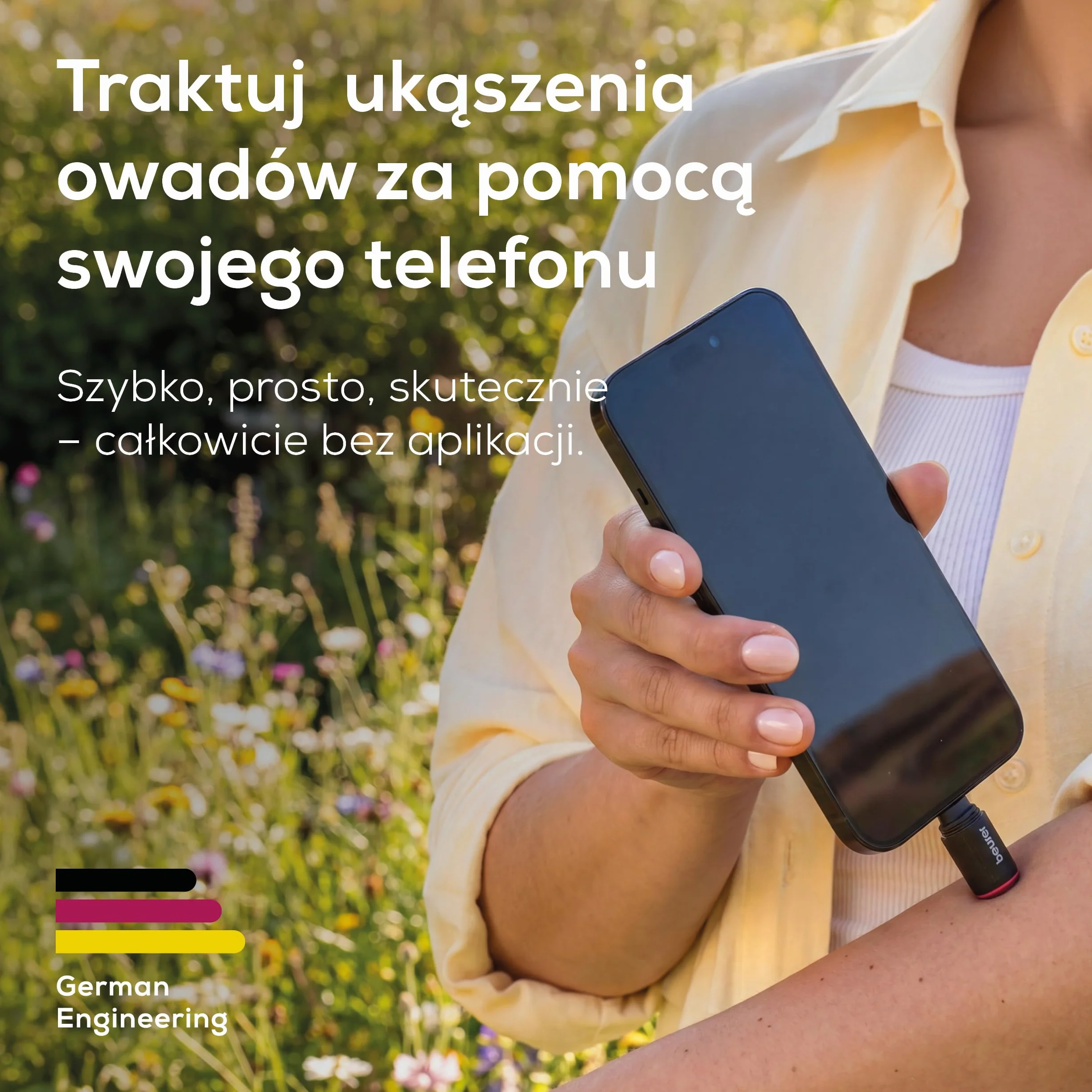 Beurer BiteX Go Deep Black środek na ukąszenia owadów do smartfona, do leczenia ukąszeń i użądleń owadów, łagodzi swędzenie, do telefonu dla Androida i iPhone (złącze USB-C), z światło