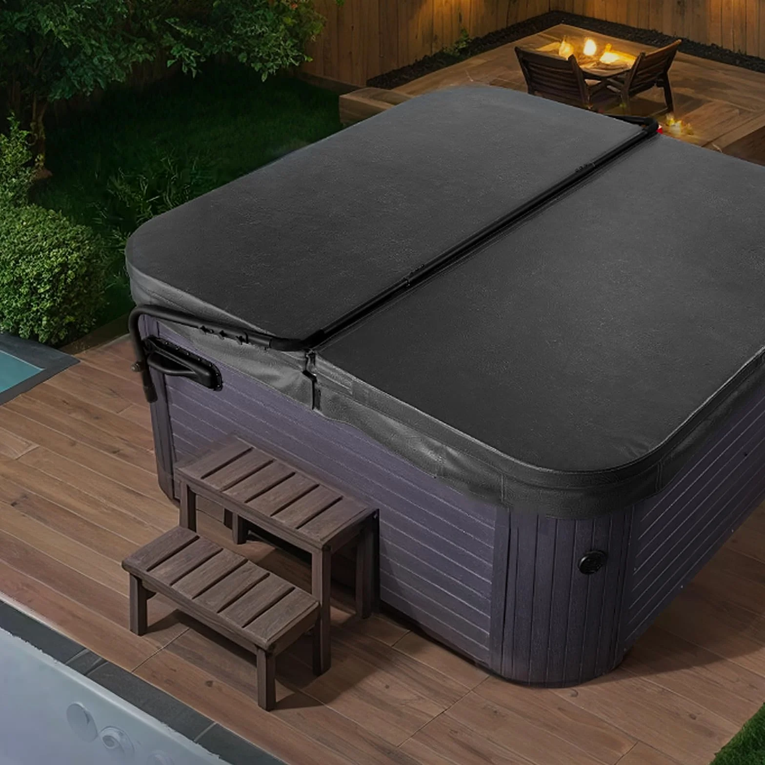 VEVOR Podnośnik osłon do jacuzzi, szerokość 175-255 cm, regulowana po obu stronach u góry, do wanny, jacuzzi, spa