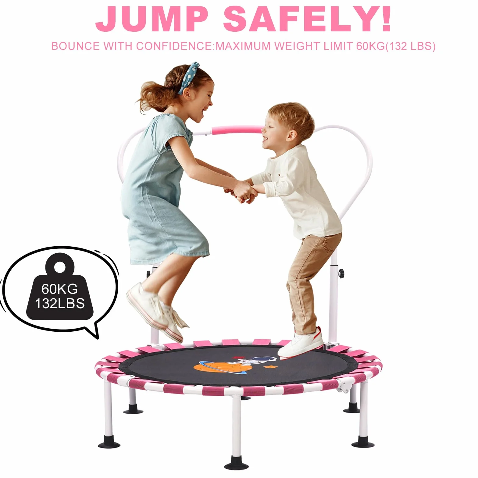 Trampolina dla dzieci 101 cm składana z odbijaniem bungee regulowanym uchwytem piankowym