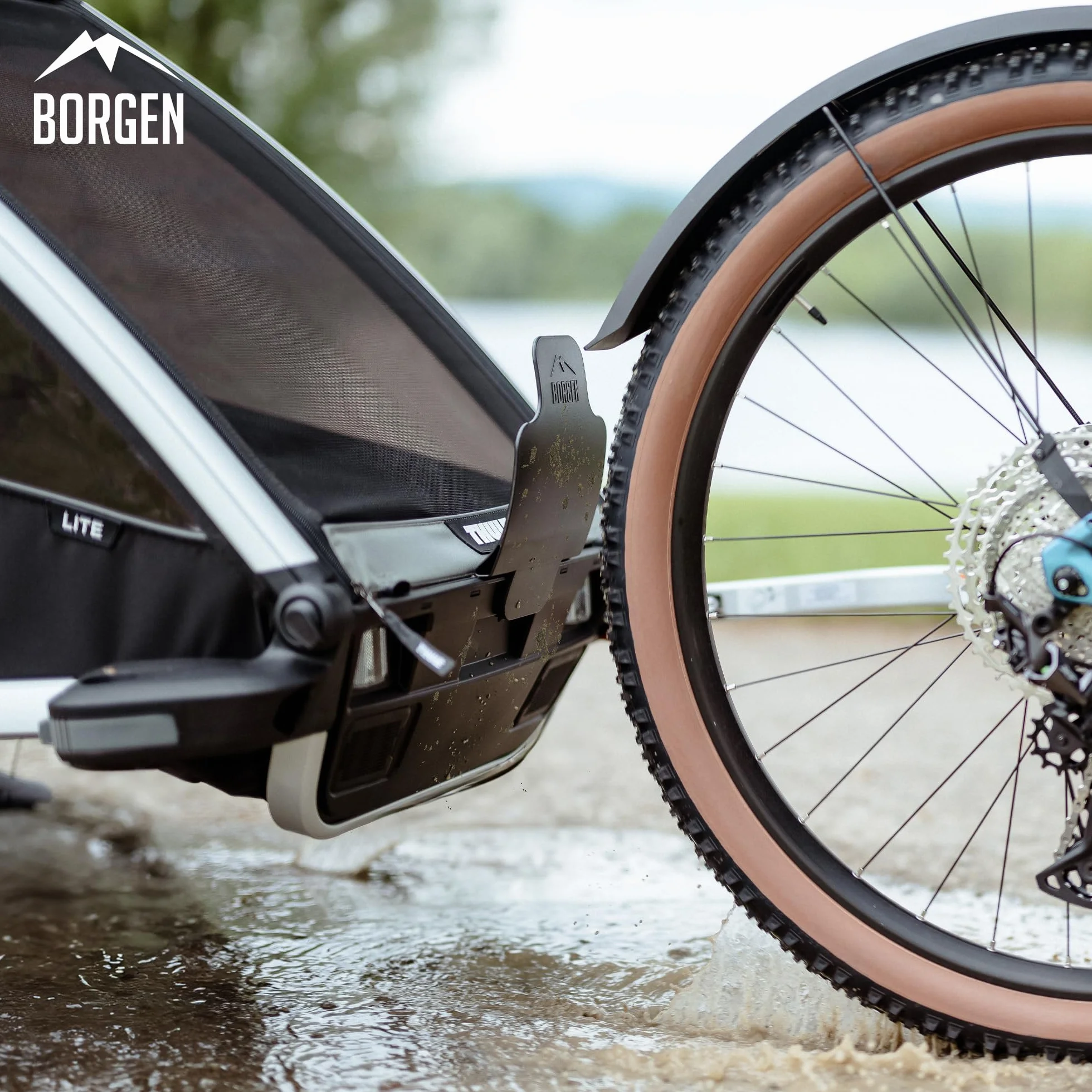 Osłona przeciwbryzgowa Borgen do przyczepki rowerowej Thule Chariot - ochrona przed kamieniami, wodą i brudem - pasuje do Thule Chariot 2017-2023 Sport, Cross, Cab, Lite