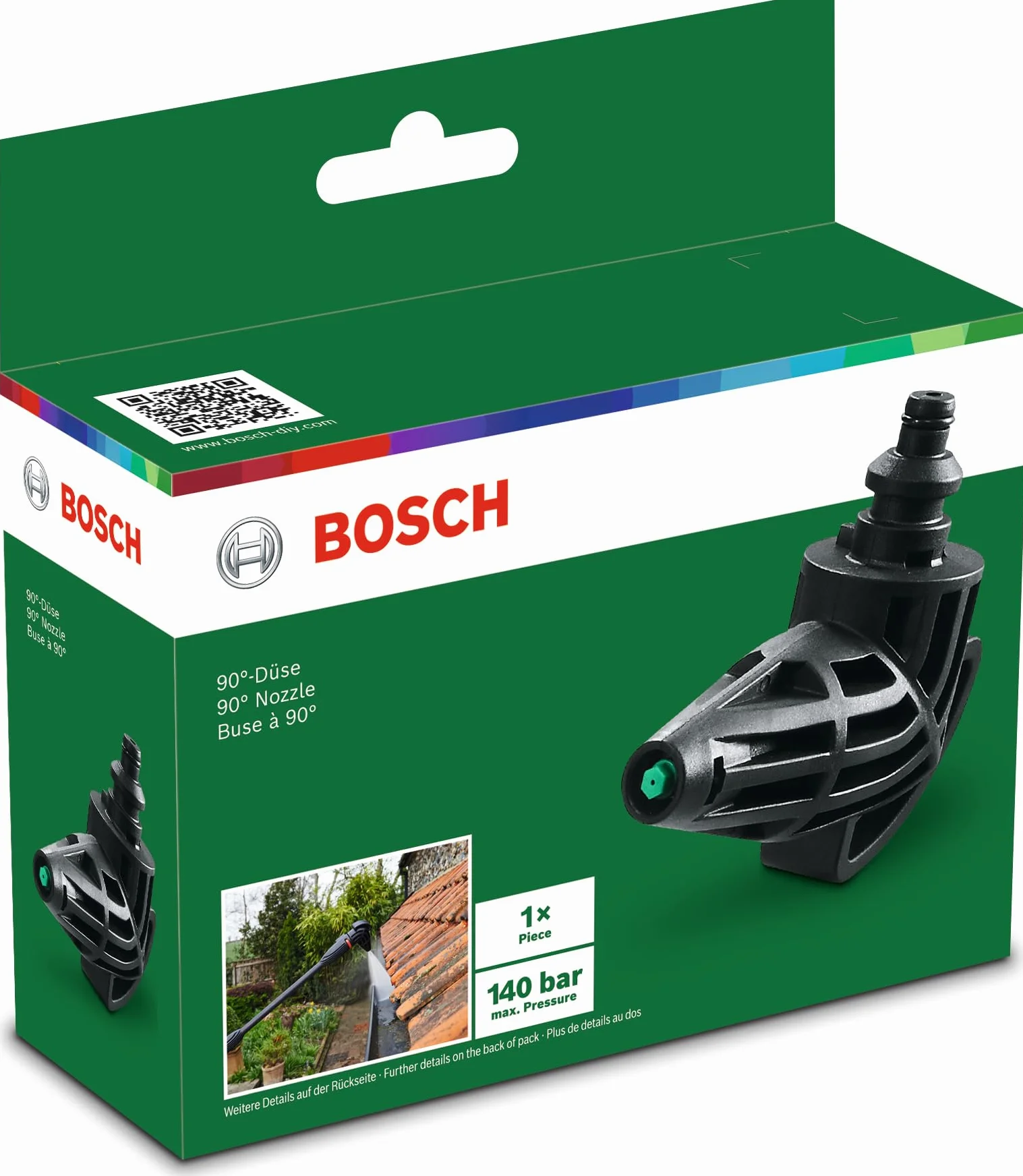 Bosch Home and Garden F016800581 90 stopni dysza (do myjki wysokociśnieniowej Bosch 33-10, 35-12, AQT 37-13, w kartonie)