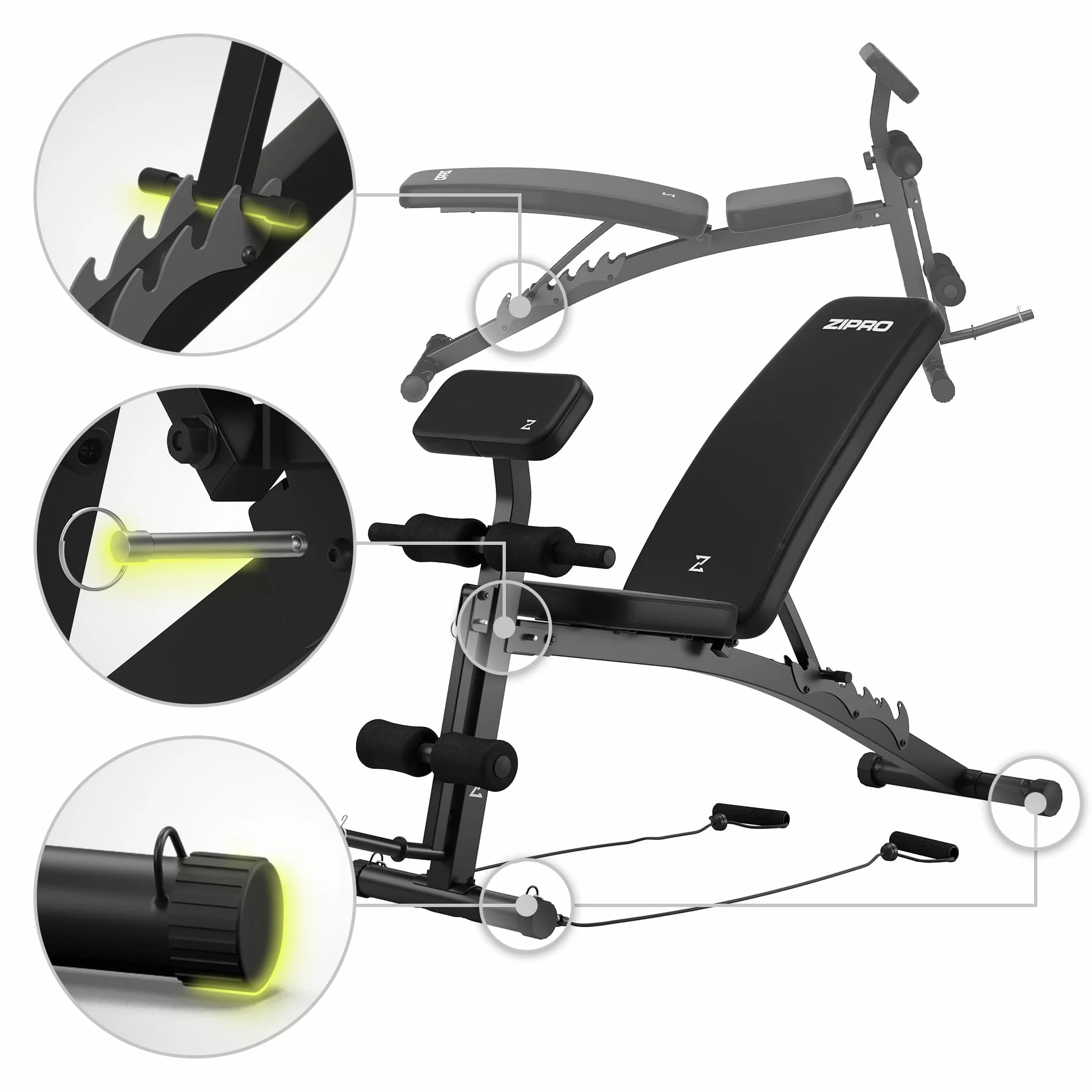 Zipro Uniseks 11926645 Ławka Treningowa, Czarny, do 230 kg
