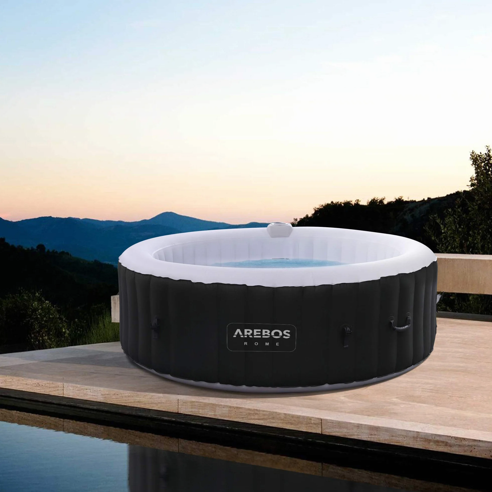 Arebos Zestaw Comfort 2 poduszki na szyję + uchwyt na gorącą wannę | Biały | 100% wodoodporny | Ergonomiczny kształt | Pianka PU