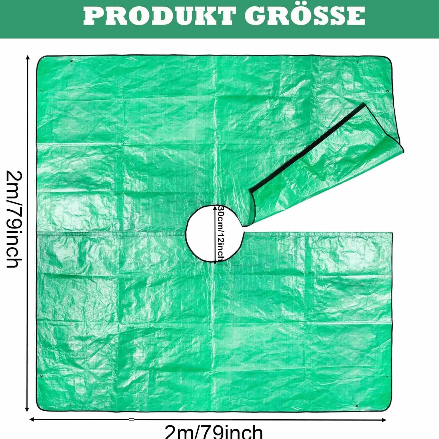 Mata do przycinania roślin z otworem 30 cm, przycinanie drzew, wodoszczelna plandeka ogrodowa z 4 narożnikami i klamrami narożnymi, możliwość wstawania, mocowania wokół drzew i krzewów