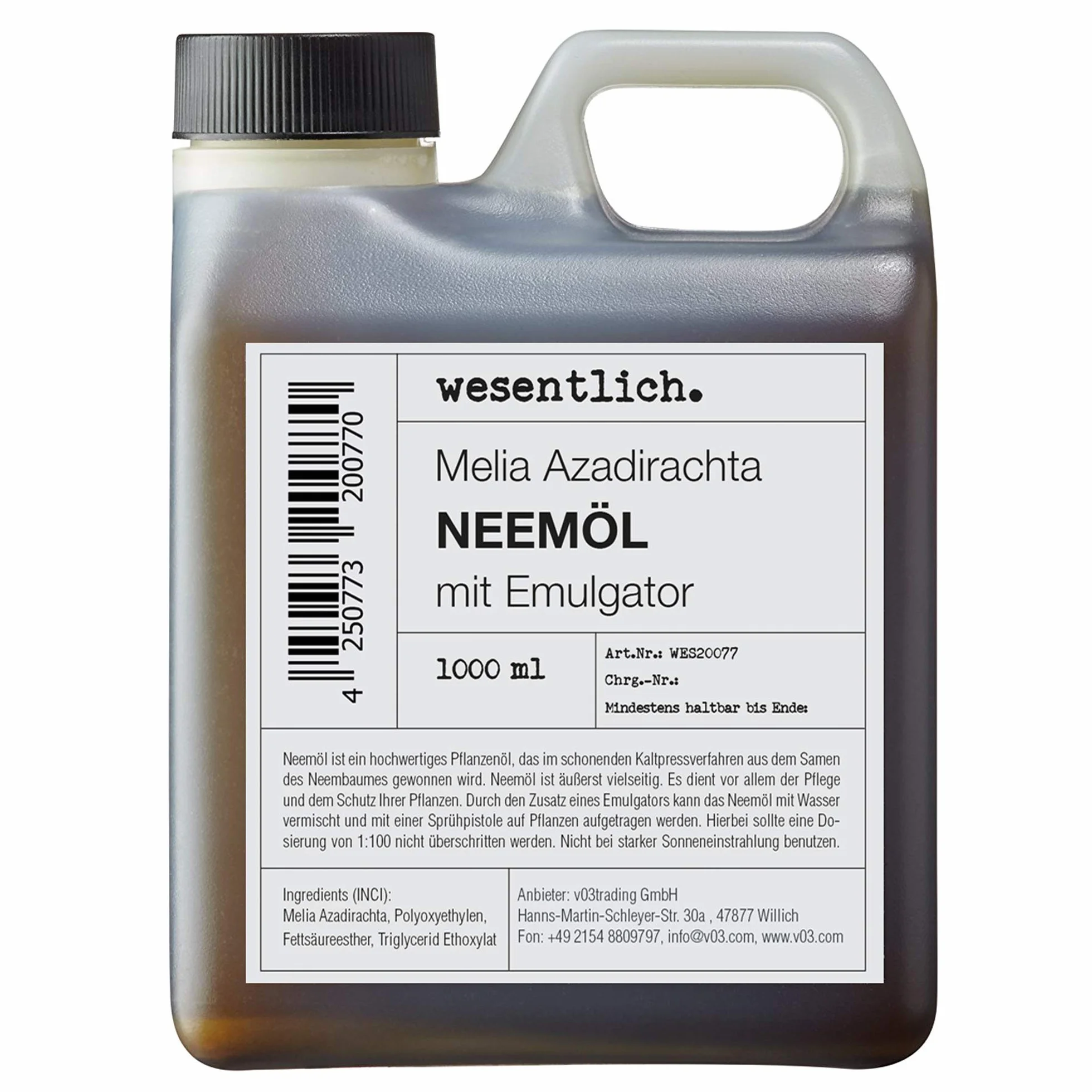Wesentlich olej z miodli indyjskiej z emulgatorem, 1000 ml