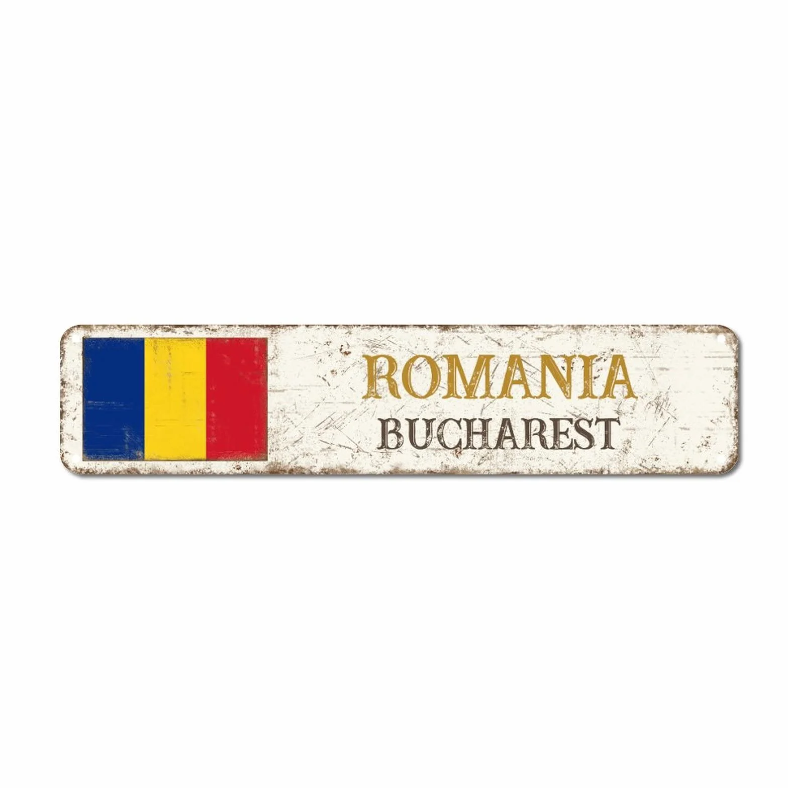Rumunia retro metalowa tablica blaszana znak miasto Bukareszt metalowe znaki wiszące nowość znaki dom wiejski dekoracja kraj pamiątka znak flaga narodowa jakość metalowy znak na ganek na zewnątrz 7,6 cm x 30,5 cm