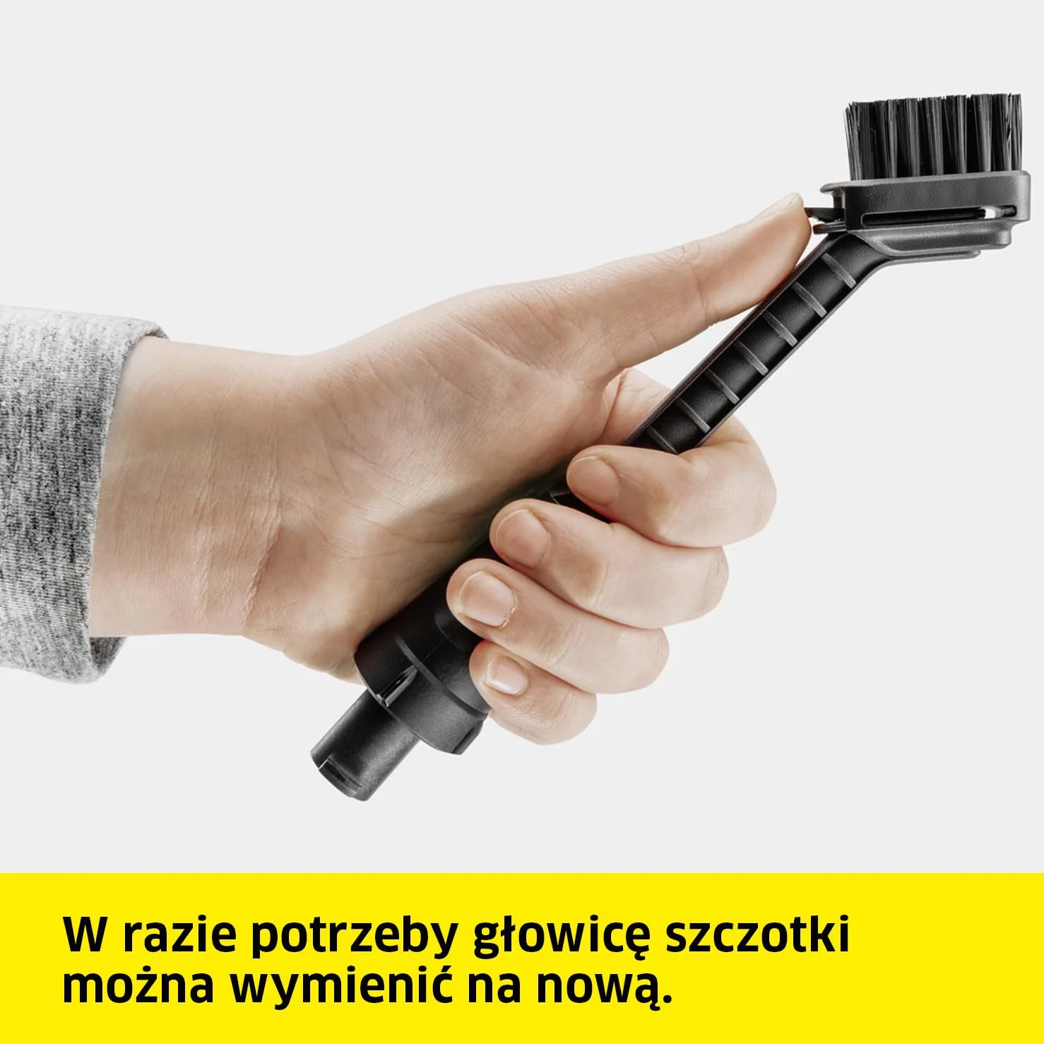 Kärcher szczotka precyzyjna, do trudno dostępnych miejsc, łatwy montaż, wymienna głowica szczotki, kompatybilna ze wszystkimi myjkami terenowymi Kärcher OC 3, OC 3 Plus i OC 3 Foldable