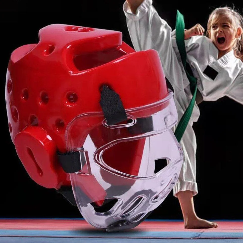 Dziecięce nakrycie głowy do karate MMA ochraniacz na kask do sztuk walki, zdejmowana osłona twarzy, nakrycie głowy do sparingów, grapplingu, muay thai, kickboxingu, taekwondo