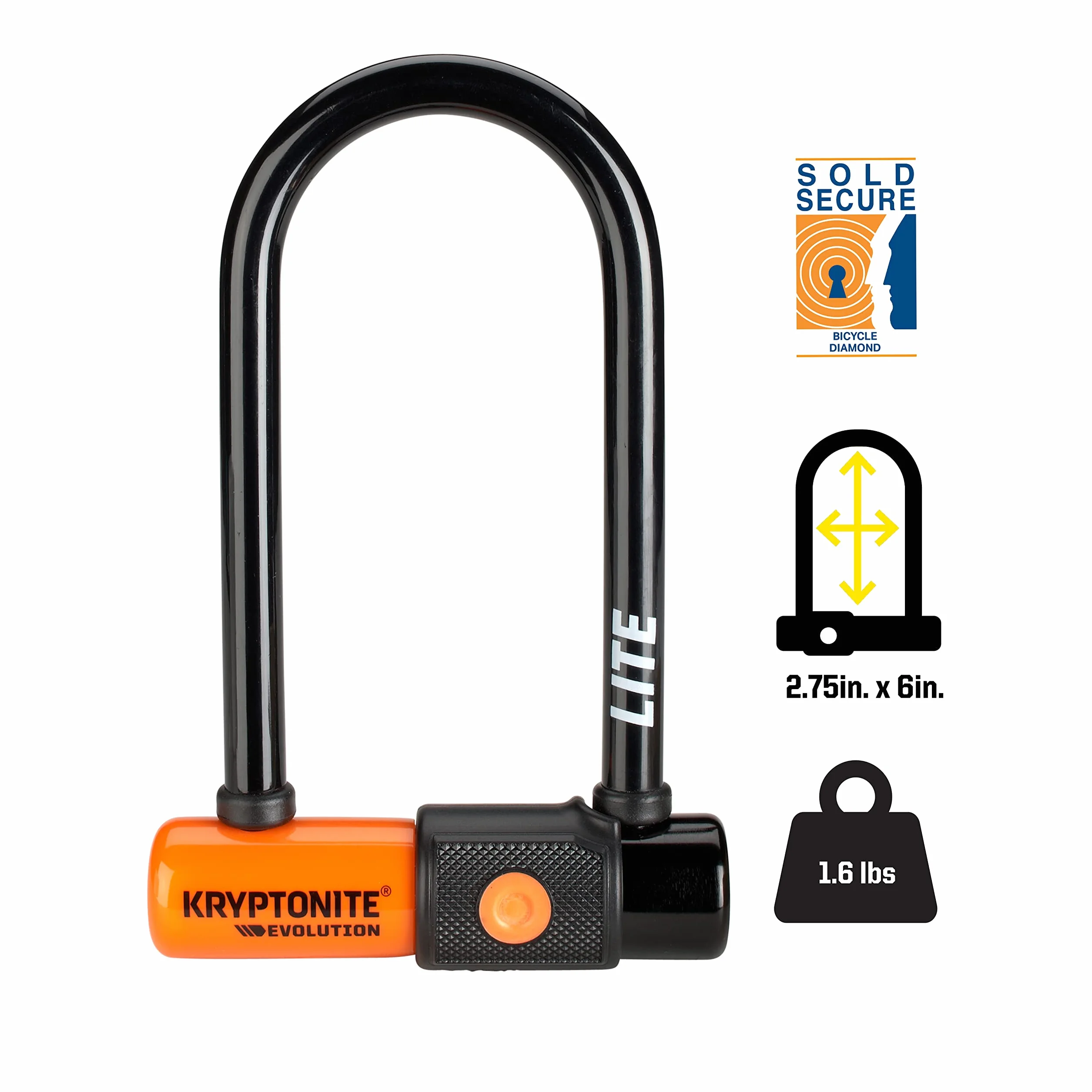 Kryptonite Evolution Lite Mini-6 7 x 15,2 cm Zapięcie Rowerowe Pomarańczowe
