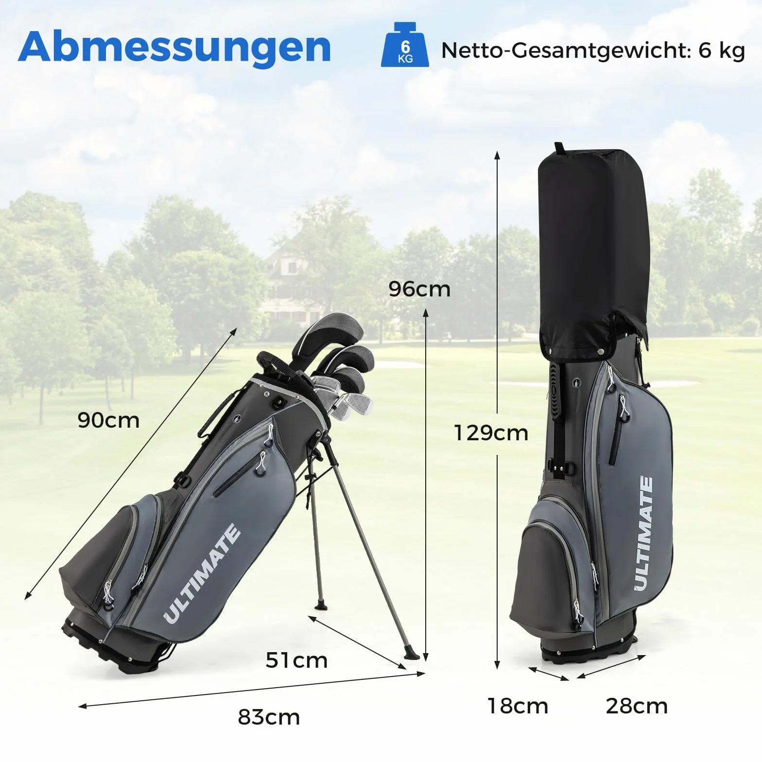 COSTWAY Kompletny zestaw kijów golfowych dla mężczyzn, 9-częściowy zestaw kijów golfowych dla praworęcznych z torbą i osłoną przeciwdeszczową, zestaw golfowy z 1 Driver i 3 Fairway i 4 Hybrid & 6/7/8