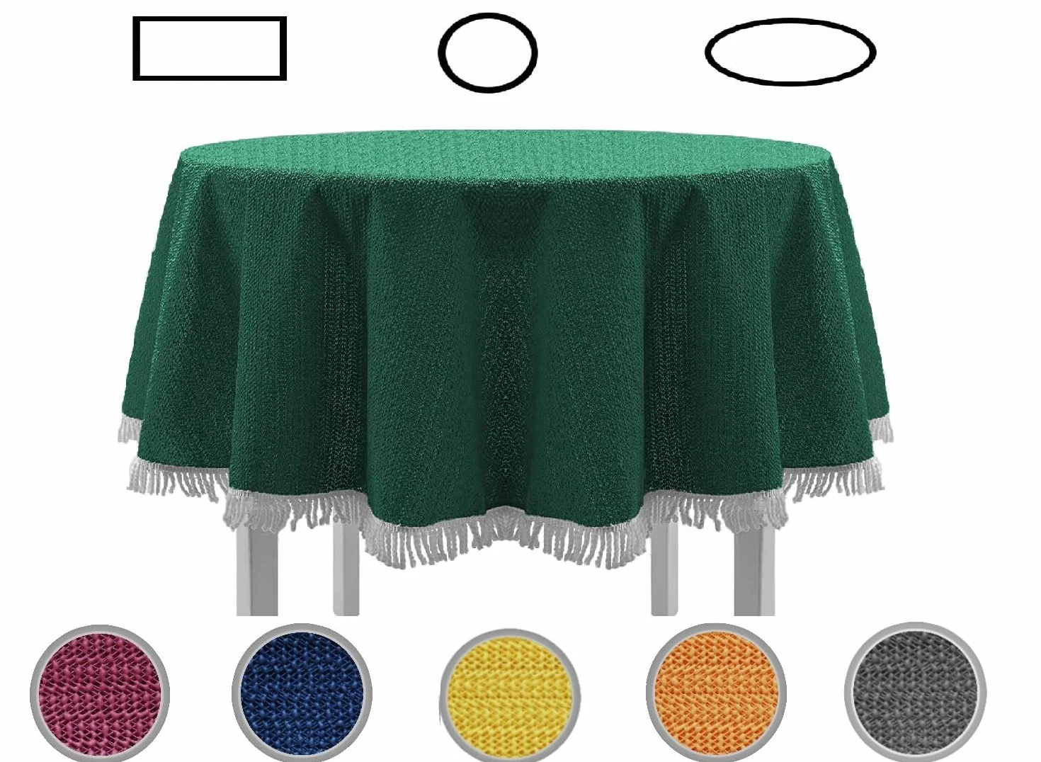 EXKLUSIV HEIMTEXTIL Klasyczny obrus na stół ogrodowy z frędzlami, z miękkiej pianki, antypoślizgowy, do ogrodu, na balkon, taras, 160 cm, okrągły, zielony