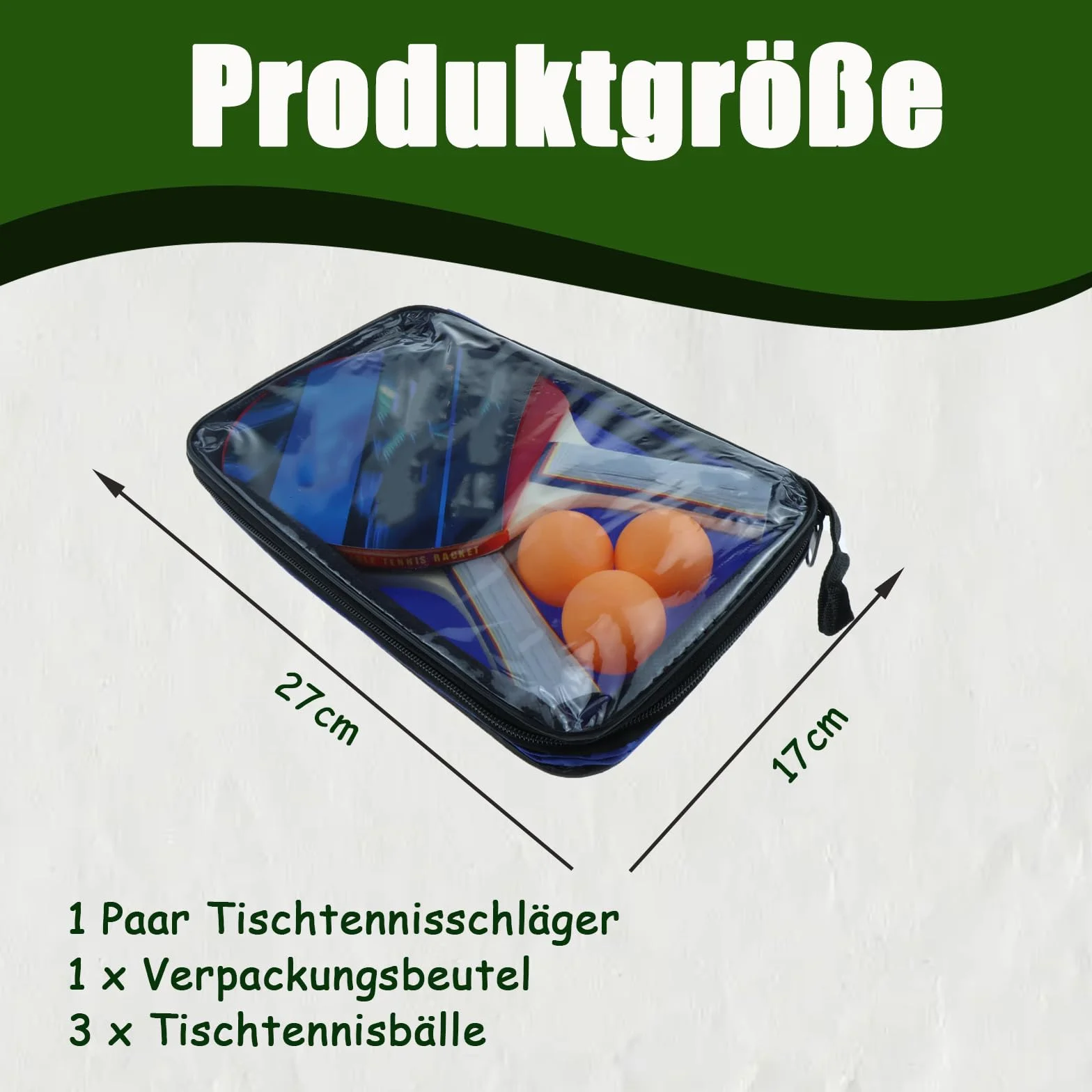 Rakieta do tenisa stołowego, zestaw z torbą, 3 piłki