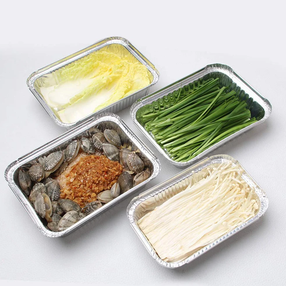 FOCCTS 25 szt. aluminiowych tacek do grillowania, zaczerwienień, pieczenia, zamrażania i przechowywania dużych pojemników na żywność z folii aluminiowej 31 cm x 21 cm x 5 cm