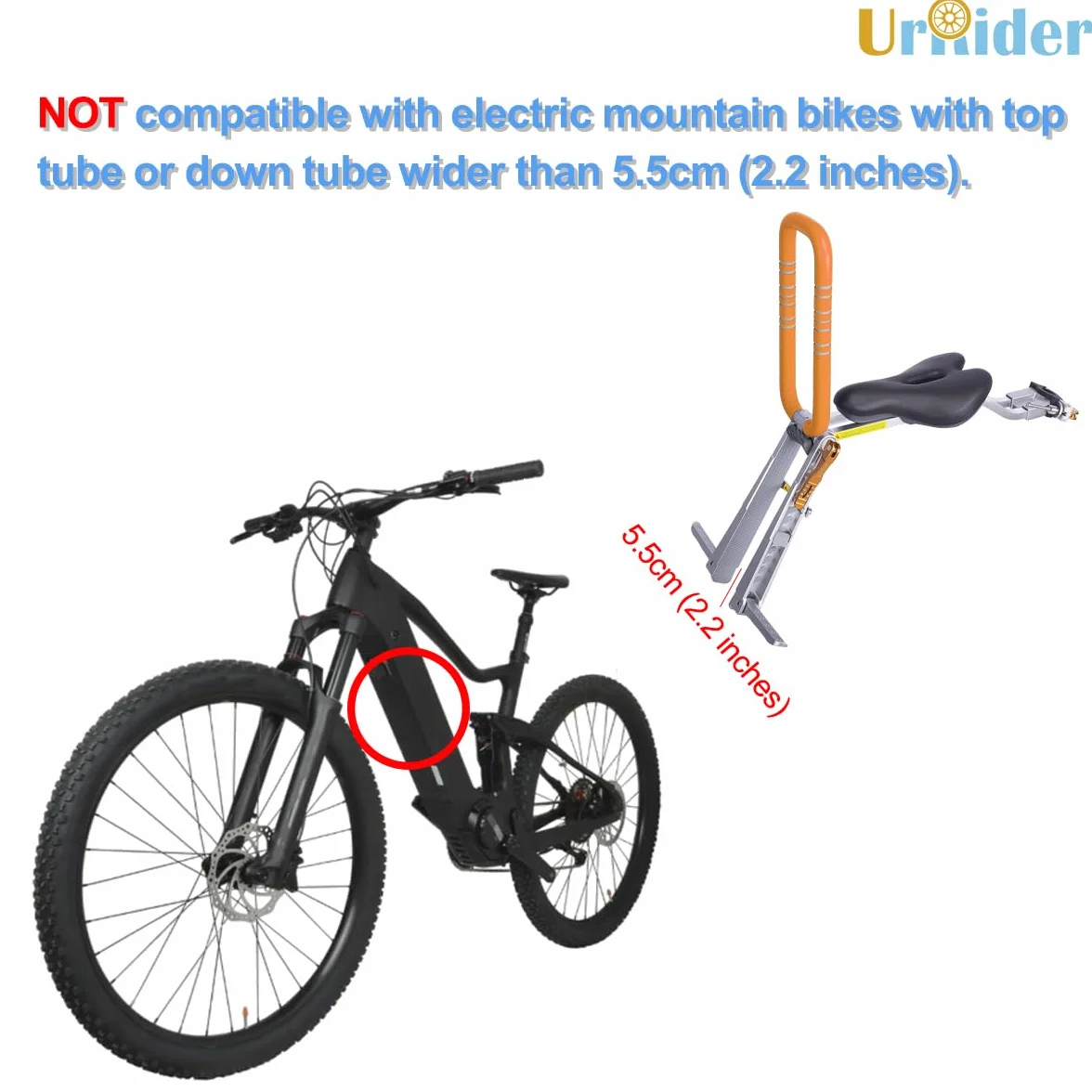 UrRider Dziecięcy fotelik rowerowy, do rowerów górskich, miejskich, składanych, przednich, składanych, ultralekkich, przenośnych, beznarzędziowych, szybkomocujących, dla dzieci w wieku od 2 do 6 lat