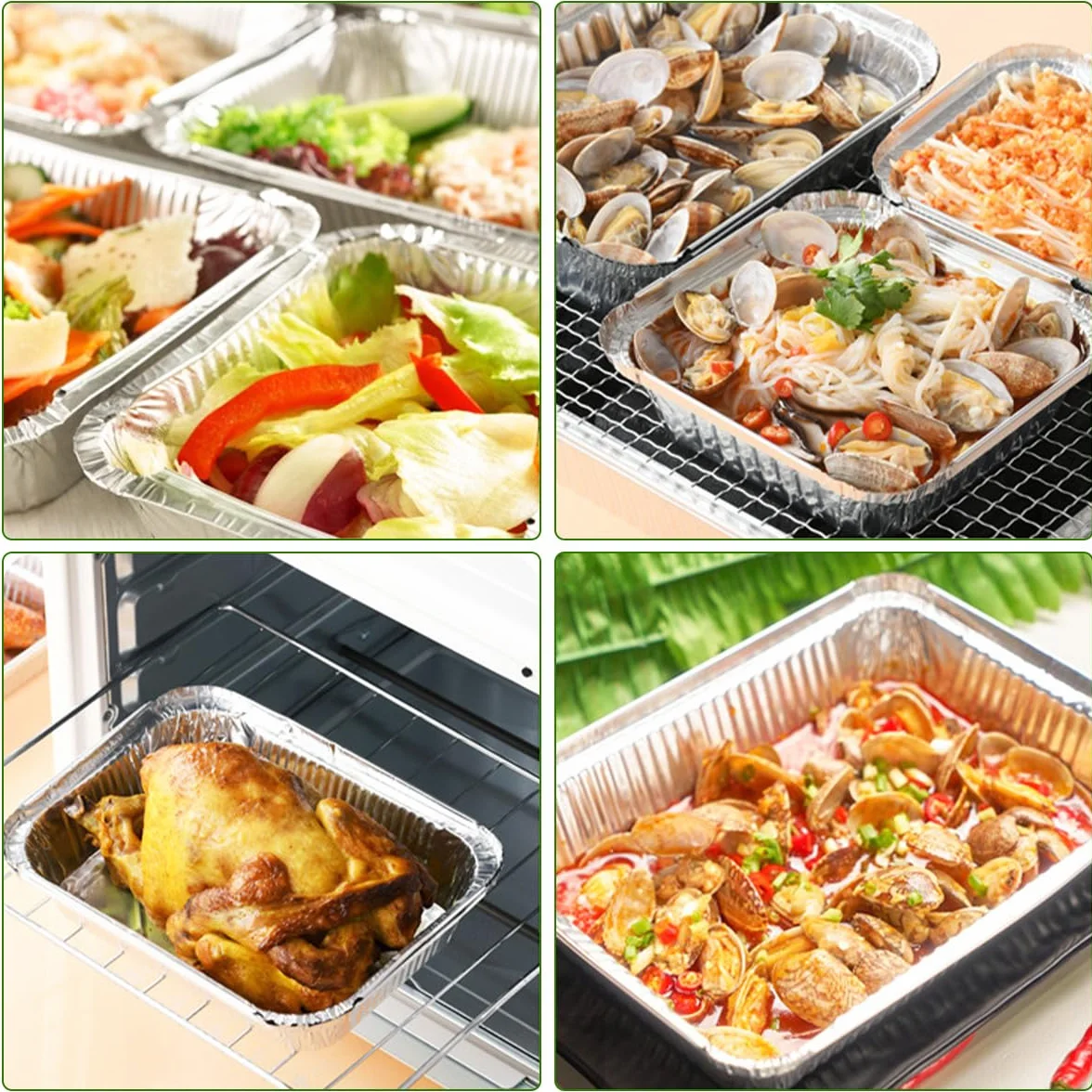 50 sztuk aluminiowych misek do grillowania, 22 x 15 x 5,5 cm, tacki ociekowe, jednorazowe, tacki do grilla, ciasta, owoców