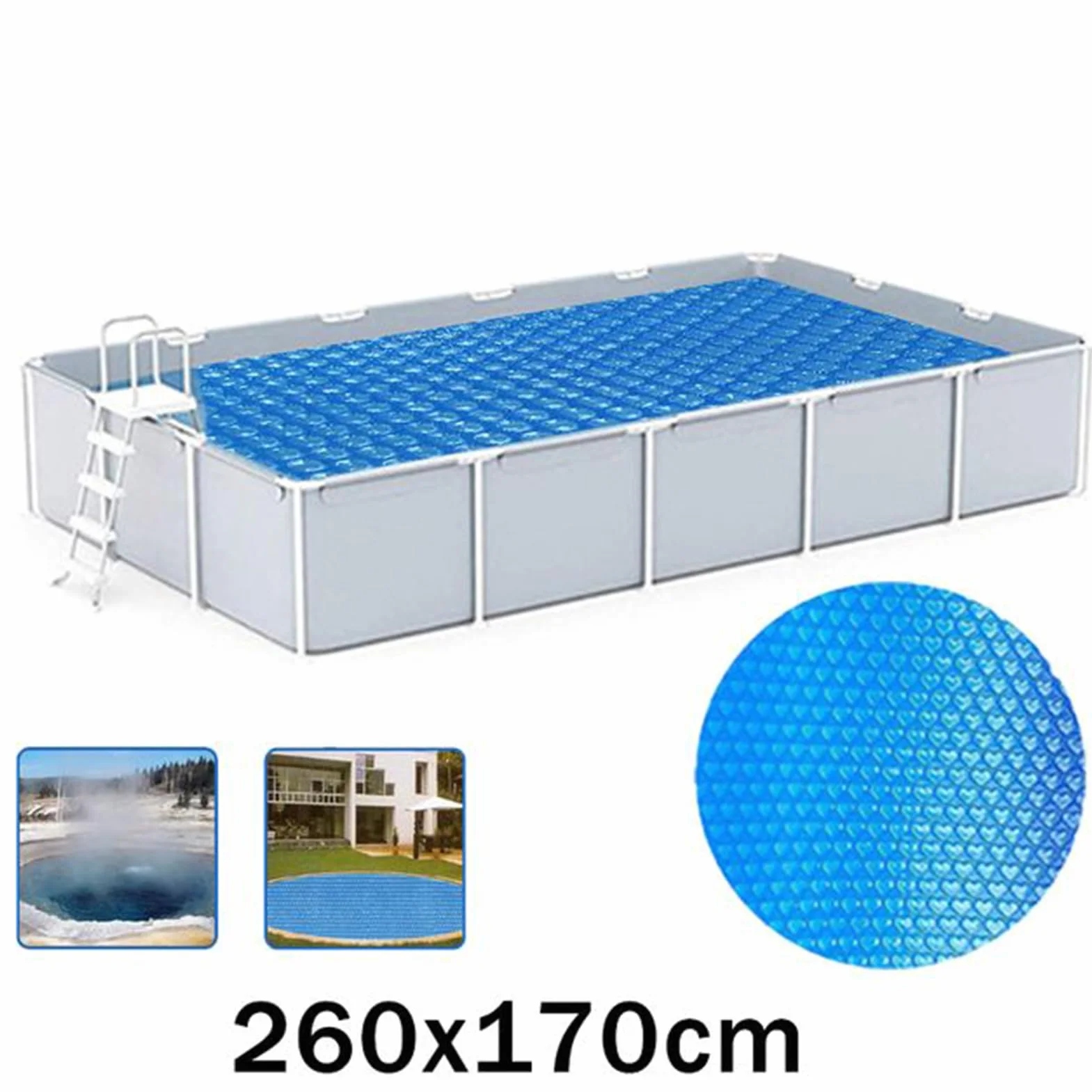 Basenowy solarny – plandeka solarna na basen, odporny na promieniowanie UV ochronny, wanna z hydromasażem, spa staw pływanie w ziemi pod ziemią lato zima ogród trawnik
