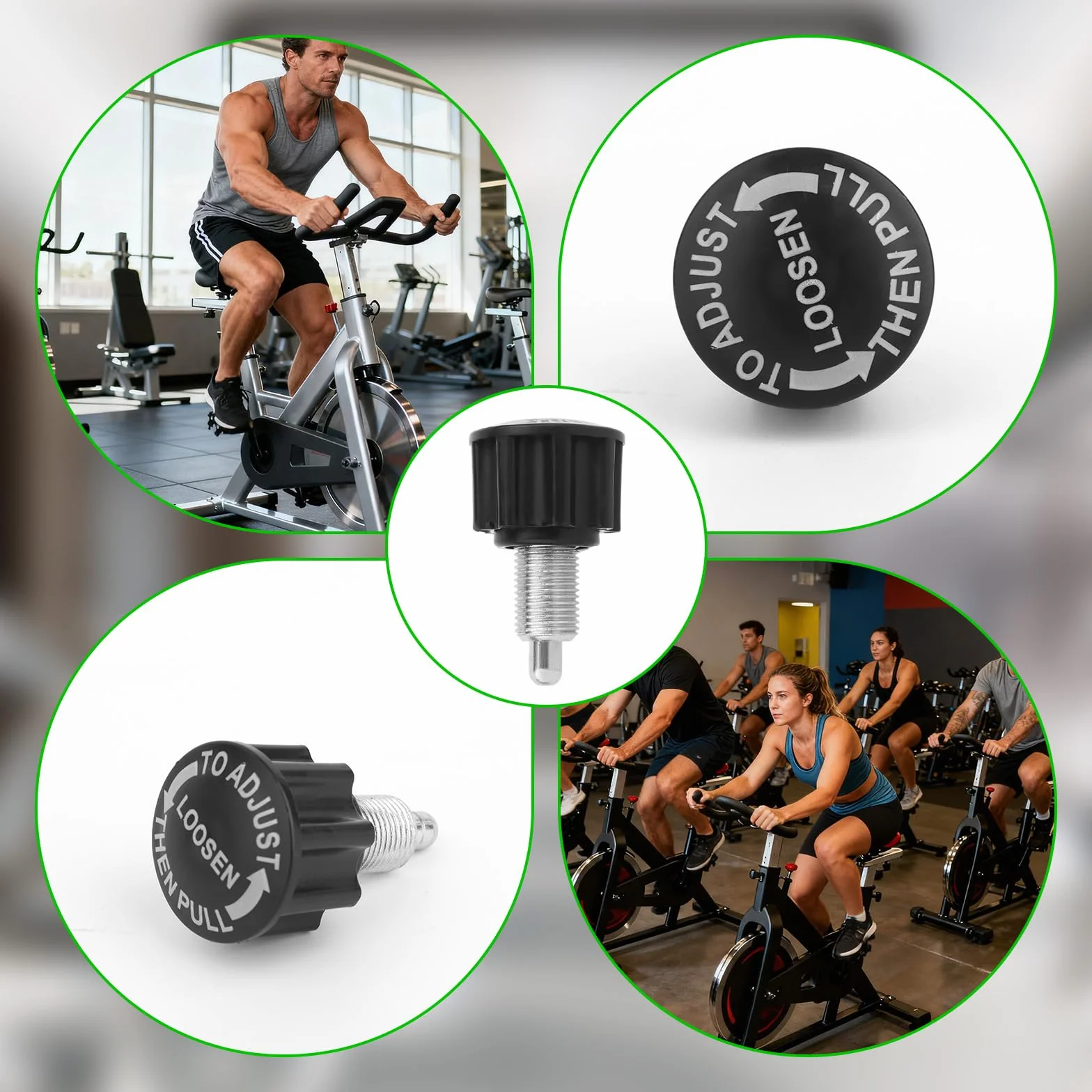 2 Szt. Pokręteł M16 z Trzpieniem Pociągowym, Sprężynowa Regulacja Pokrętła Fitness Części Zamienne Roweru Treningowego Maszyny do Podnoszenia Ciężarów Ławek do Ćwiczeń