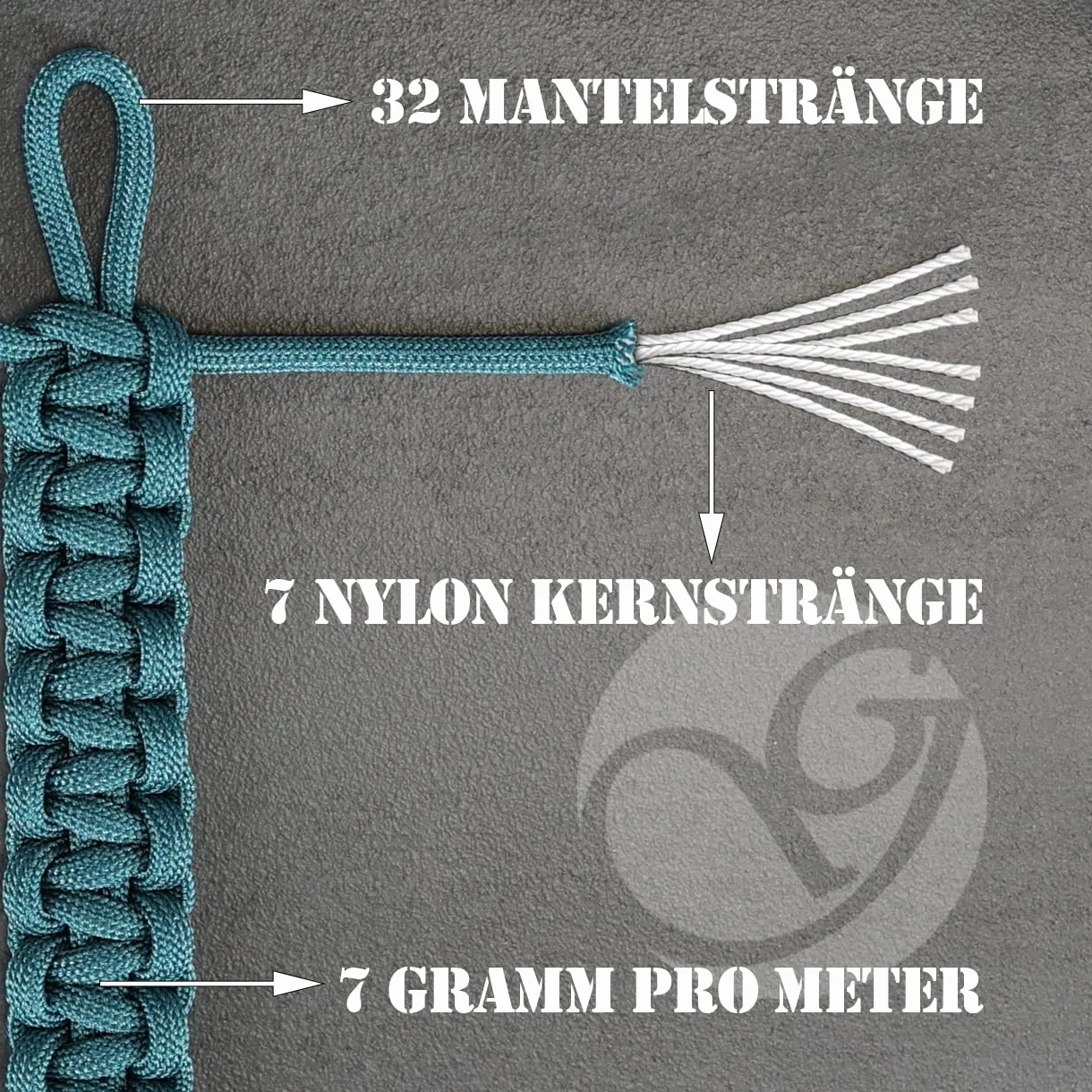 Ganzoo Paracord 550 linka 4 mm 15 m nylon poliester 7 rdzeni survival outdoor