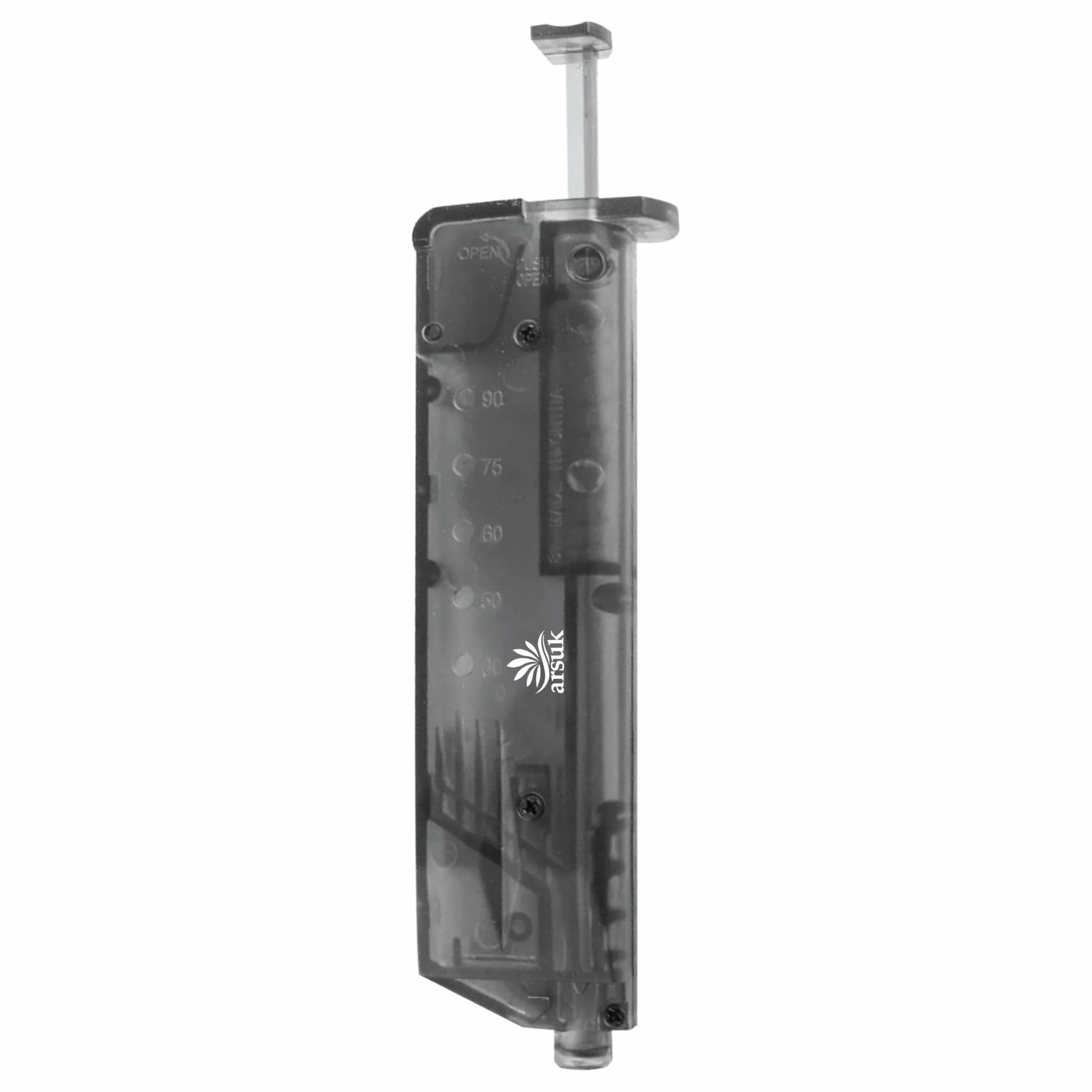 Arsuk Speedloader Airsoft 6 mm z adapterem – 90 kul BB – Czarny – Szybki ładowacz do kulek BB – Narzędzie do błyskawicznego przeładowania magazynków Airsoft: pistolety, repliki i kar