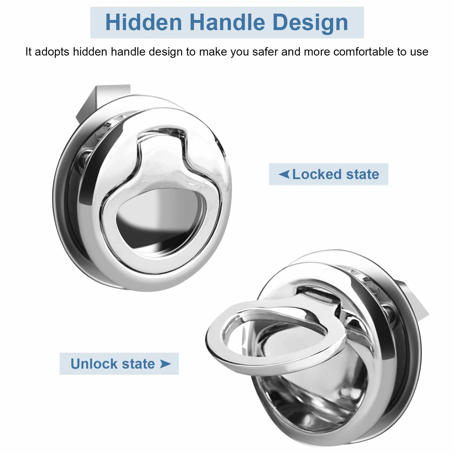 Podtynkowy zatrzask klapy, zatrzask klapowy ze stali nierdzewnej 1,8 cala morski zamek klapy mostu pierścień uchwyt Flush Pull Hatch Latch Latch do sprzętu łodzi morskiej RV jacht
