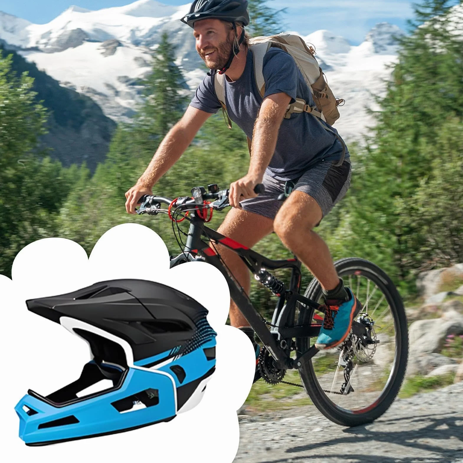 Kask Rowerowy Pełna Twarz Wentylowany Dla Dorosłych Ochrana Głowy Absorbcja Wstrząsów