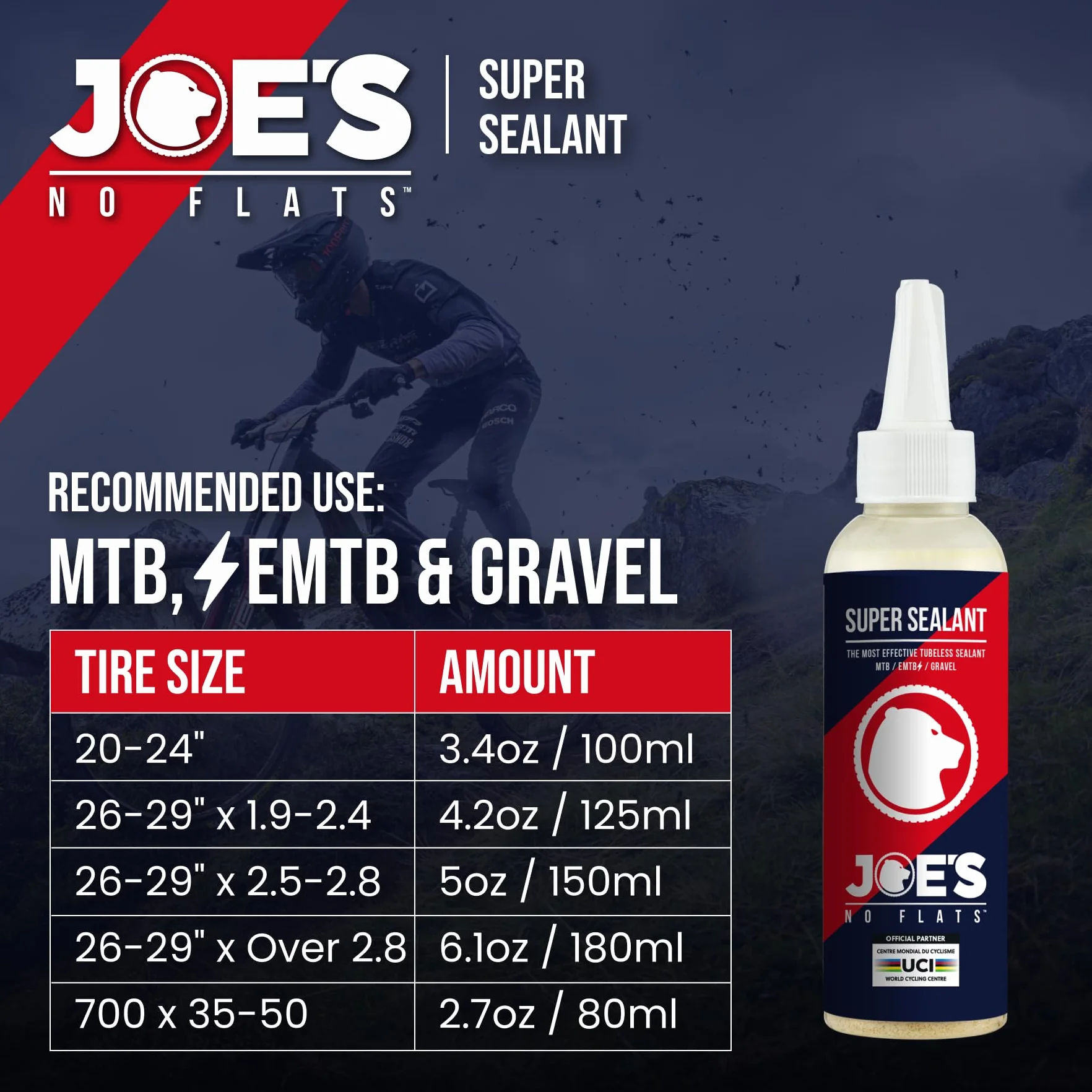 Joes Zestaw do naprawy opon rowerowych B8, uszczelnia otwory do 6 mm, pasuje do wszystkich rodzajów opon rowerowych, ultraszybkie uszczelnienie, butelka 1000 ml