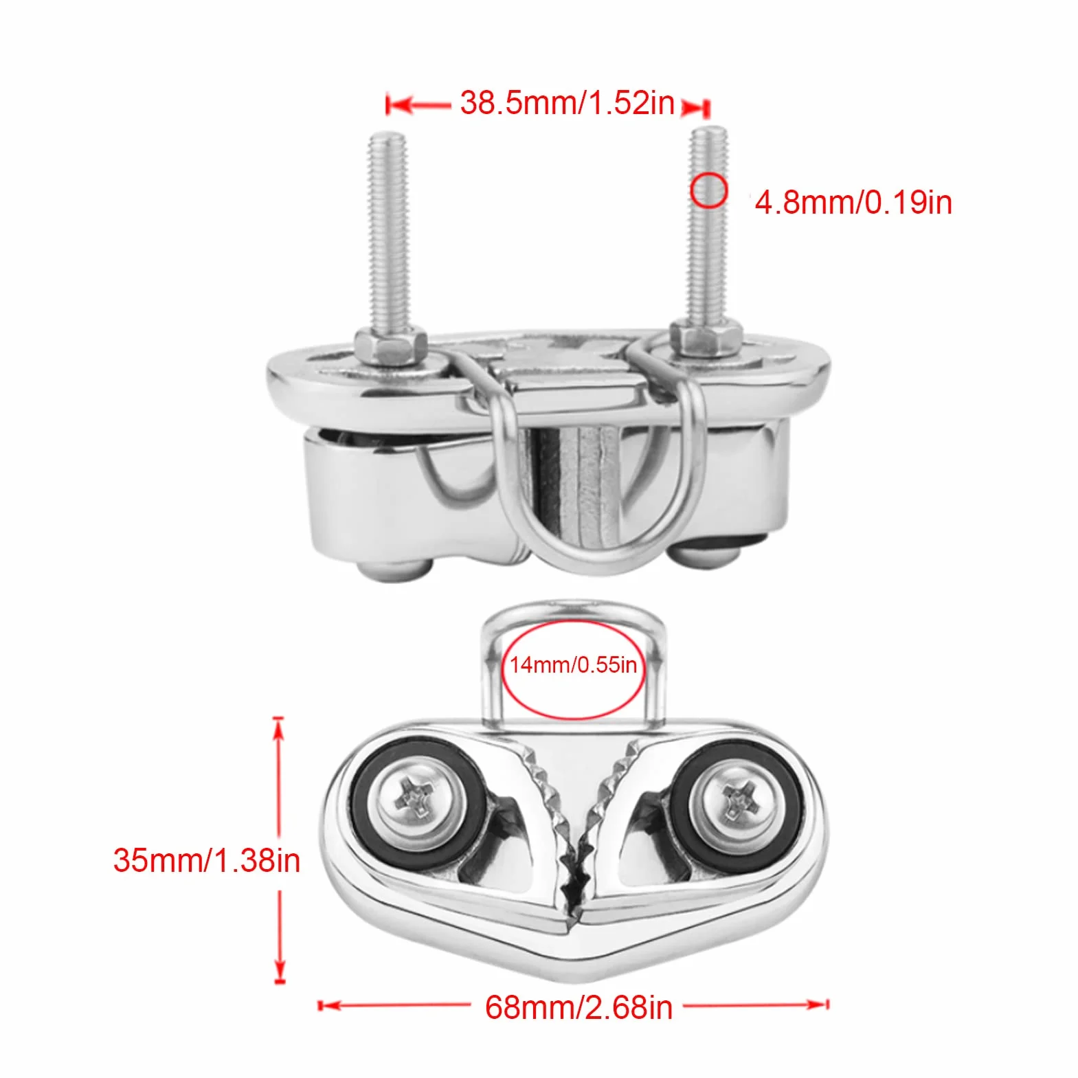 Yosoo Health Gear Knaga do łodzi ze stali nierdzewnej 316, łożysko kulkowe, liny 10 mm