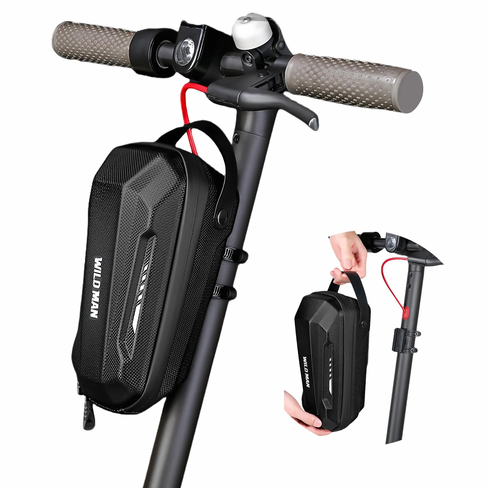 Flintronic Torba do przechowywania hulajnogi elektrycznej, 2 l, twarda skorupa, przednie torby, wodoodporna torba na kierownicę hulajnogi do Mijia M365 Pro Segway Ninebot E ES1/2/3/4