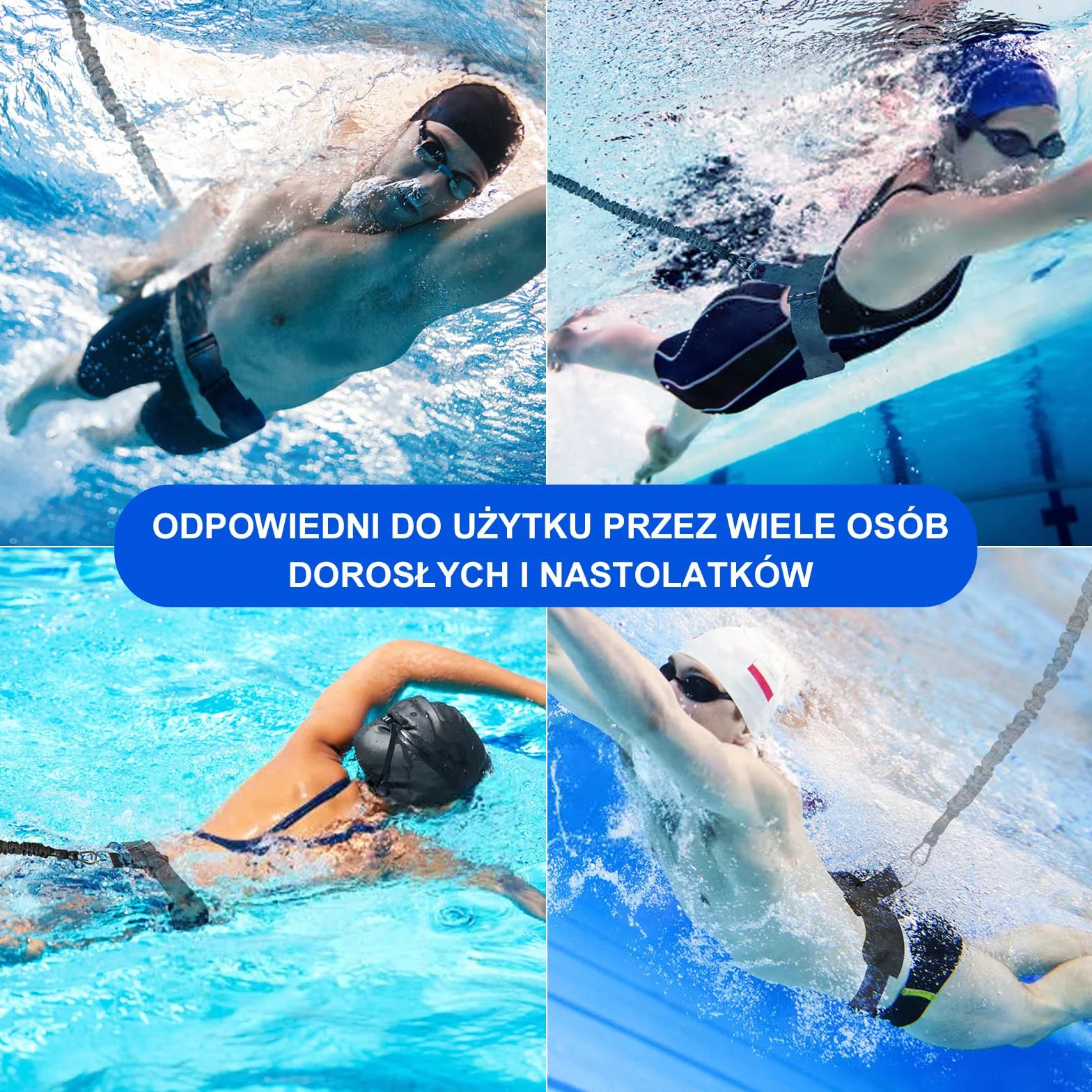 Pas oporowy do pływania 2,5-7,5 m czarny