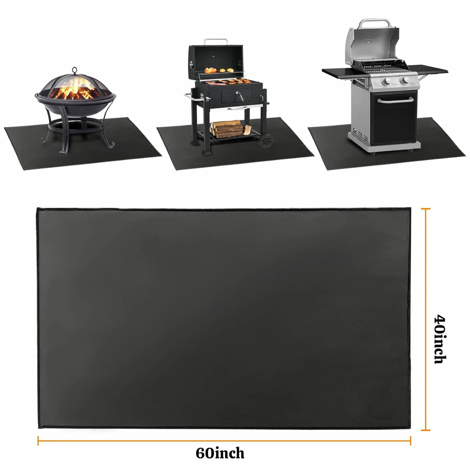 Duża mata pod grill, ognioodporna mata do grilla i tarasu, grill płaski górny, węgiel na zewnątrz, ognioodporne dywany do kominka, mata wielokrotnego użytku
