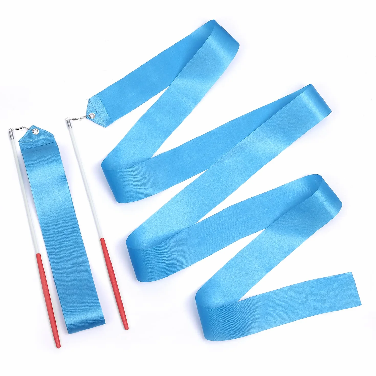 2 szt. Taneczne Wstazki Baletowe, 2m Dance Ribbons Wstazka Gimnastyczna Tecza Dance Ribbons dla Dzieci Taniec Artystyczny Trening Impreza, z Rózdzka Tancerki Wstazki