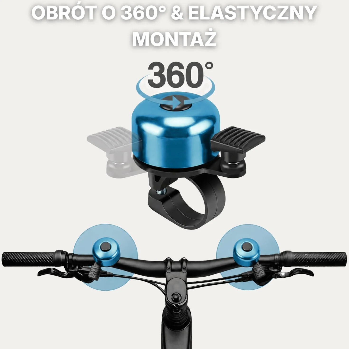 Dzwonek do Rowerów Szosowych i Górskich, Hulajnogi, MTB, BMX dla Dzieci, Dorosłych, Aluminiowy, Mini Rozmiar, Głośny Dźwięk, Rowerowy Klakson do Kierownicę o Średnicy 1,98-2,4 cm