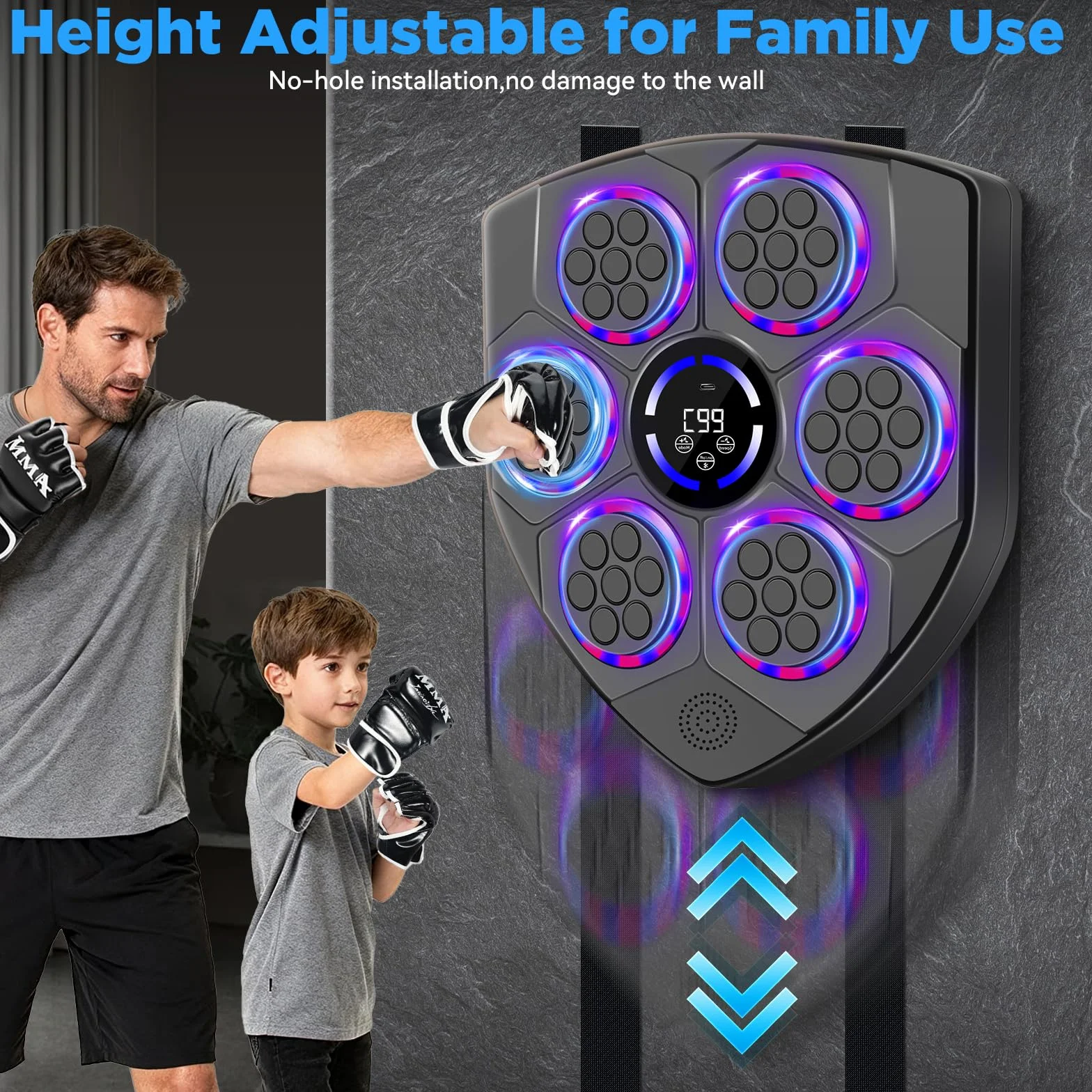 Music Boxing Machine dla dorosłych, inteligentna muzyczna maszyna do boksu Bluetooth z rękawicami bokserskimi, elektroniczny ścienny dziurkacz do domu, siłownia, trening, wewnątrz
