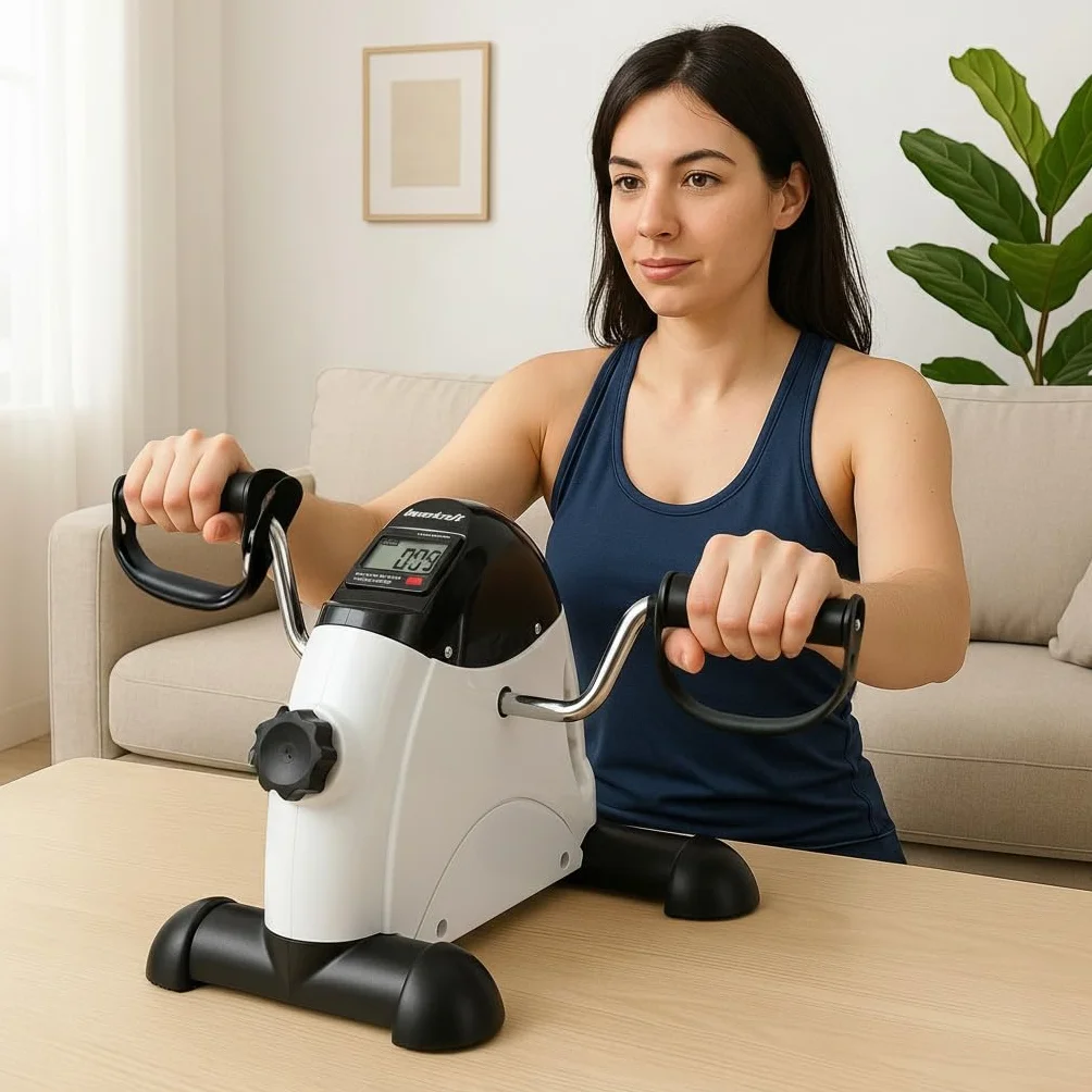 Kompaktowy rower treningowy rotor do ćwiczen rowerek rehabilitacyjny 2w1 biały